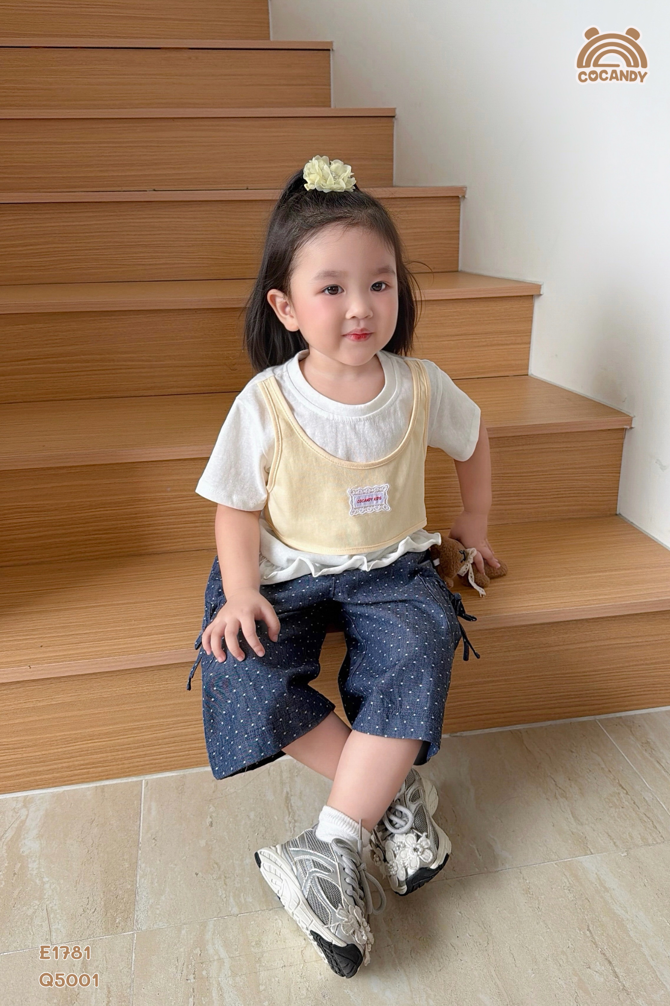 Quần lửng XANH denim chấm bi phối nơ_thumbnail_8