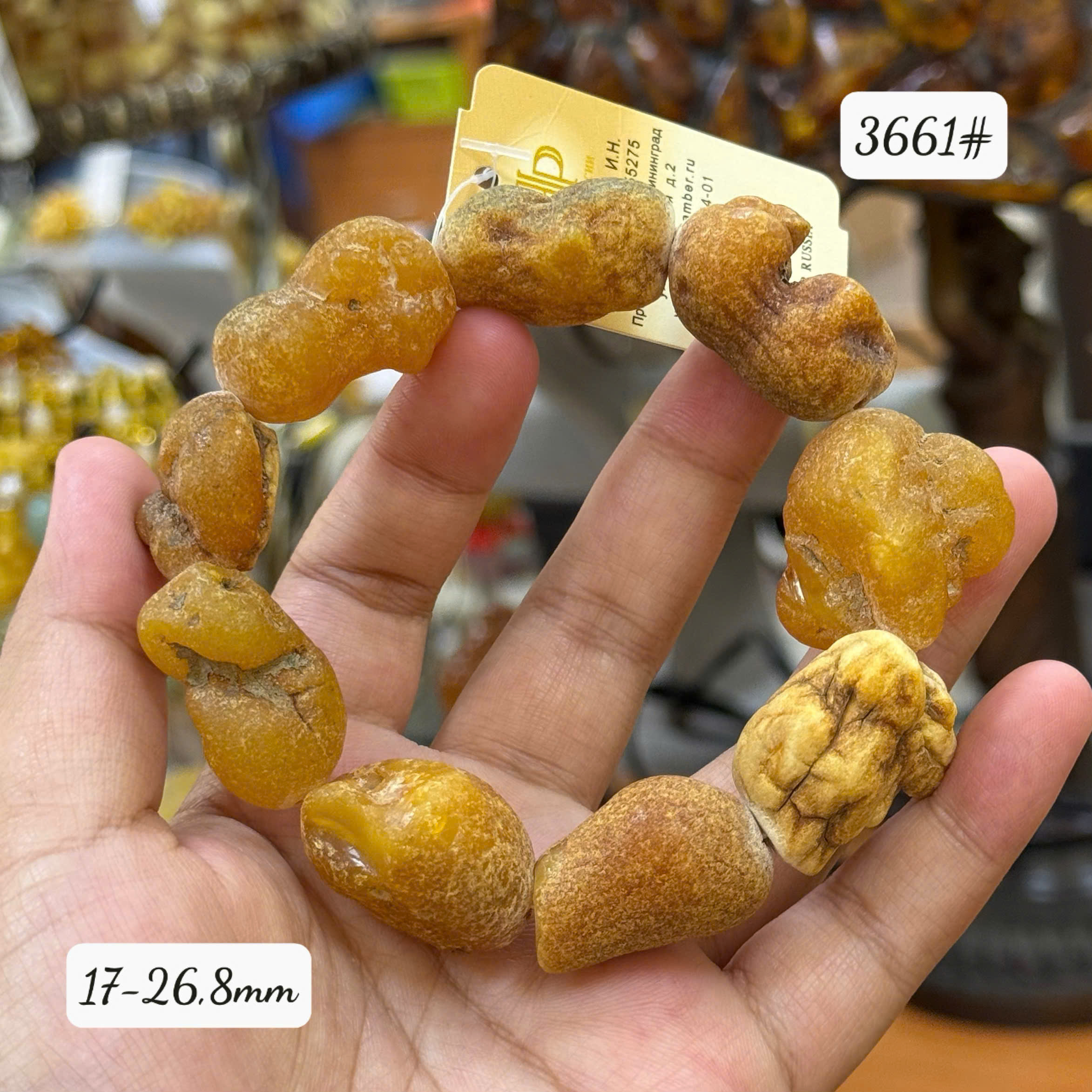 Lắc Tay Hổ Phách Mộc Bạch Giọt Da Khoáng Nam Nữ - Mã 3661