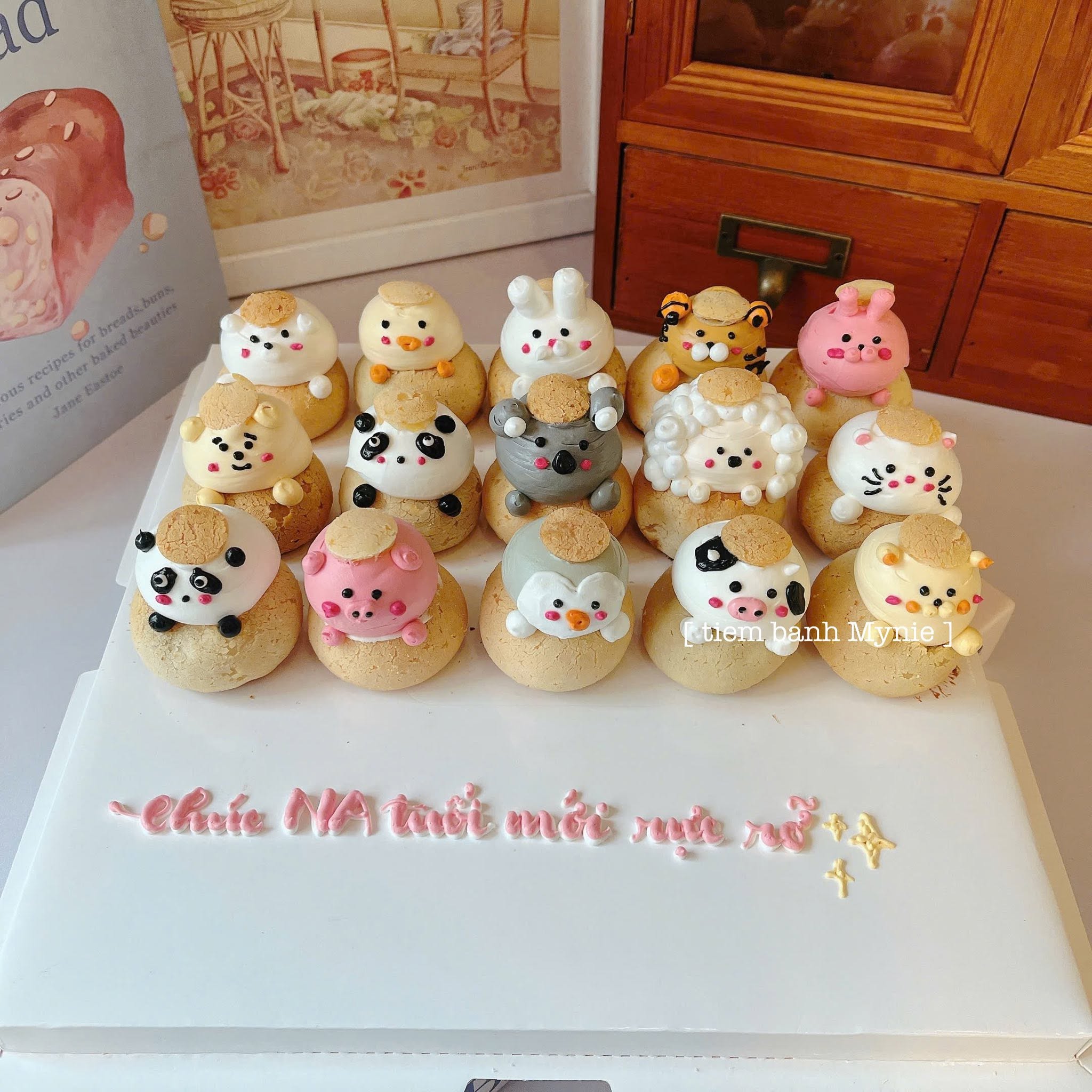 Set bánh su singapore trang trí thú nổi