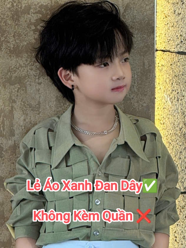 Áo Sơ Mi Xanh Đan Dây, Quần Suông Trắng Cho Bé Trai, Bé Gái.._thumbnail_8