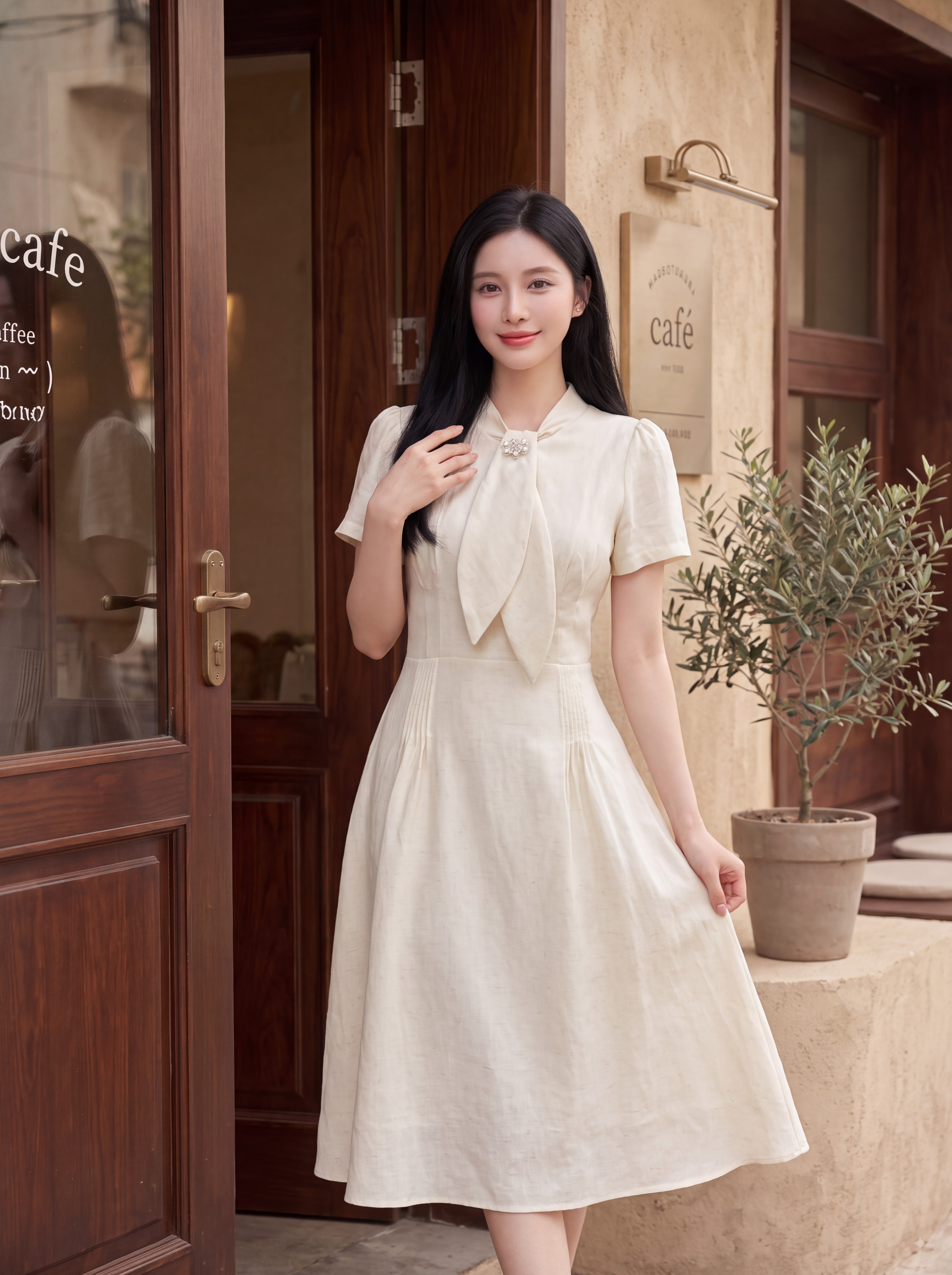 Váy đũi linen dài xòe cổ thắt nơ 606016_thumbnail_7
