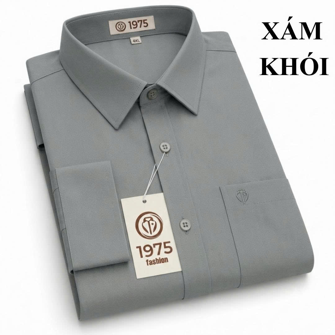 ÁO SƠ MI XÁM KHÓI DÀI TRƠN