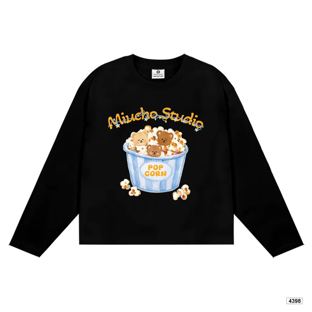 Áo thun tay dài nữ popcorn bear form boxy Miucho 4398_thumbnail_0