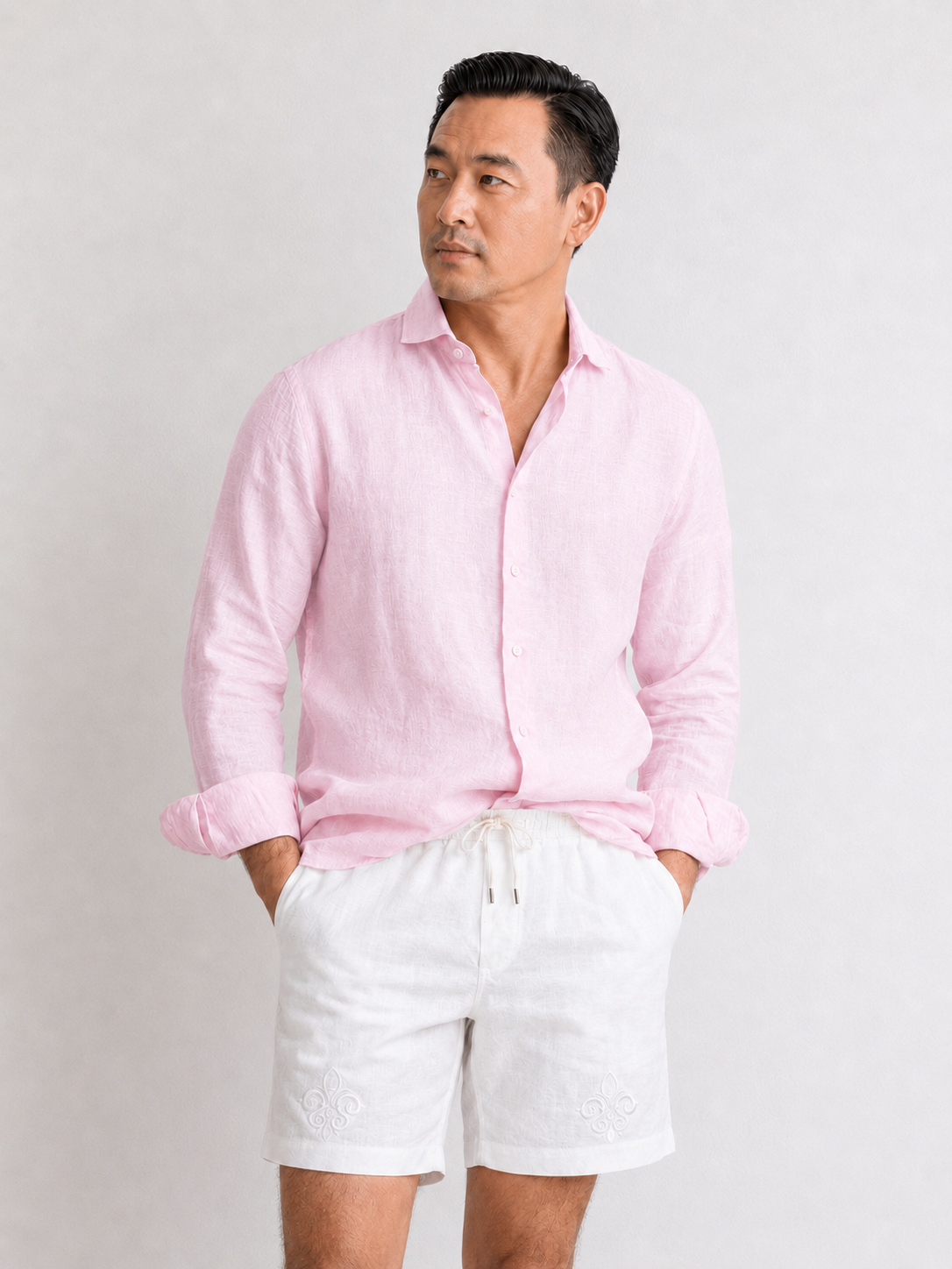 100% PREMIUM LINEN - QUẦN NGẮN TRÊN GỐI - Lưng Thun Dây Rút