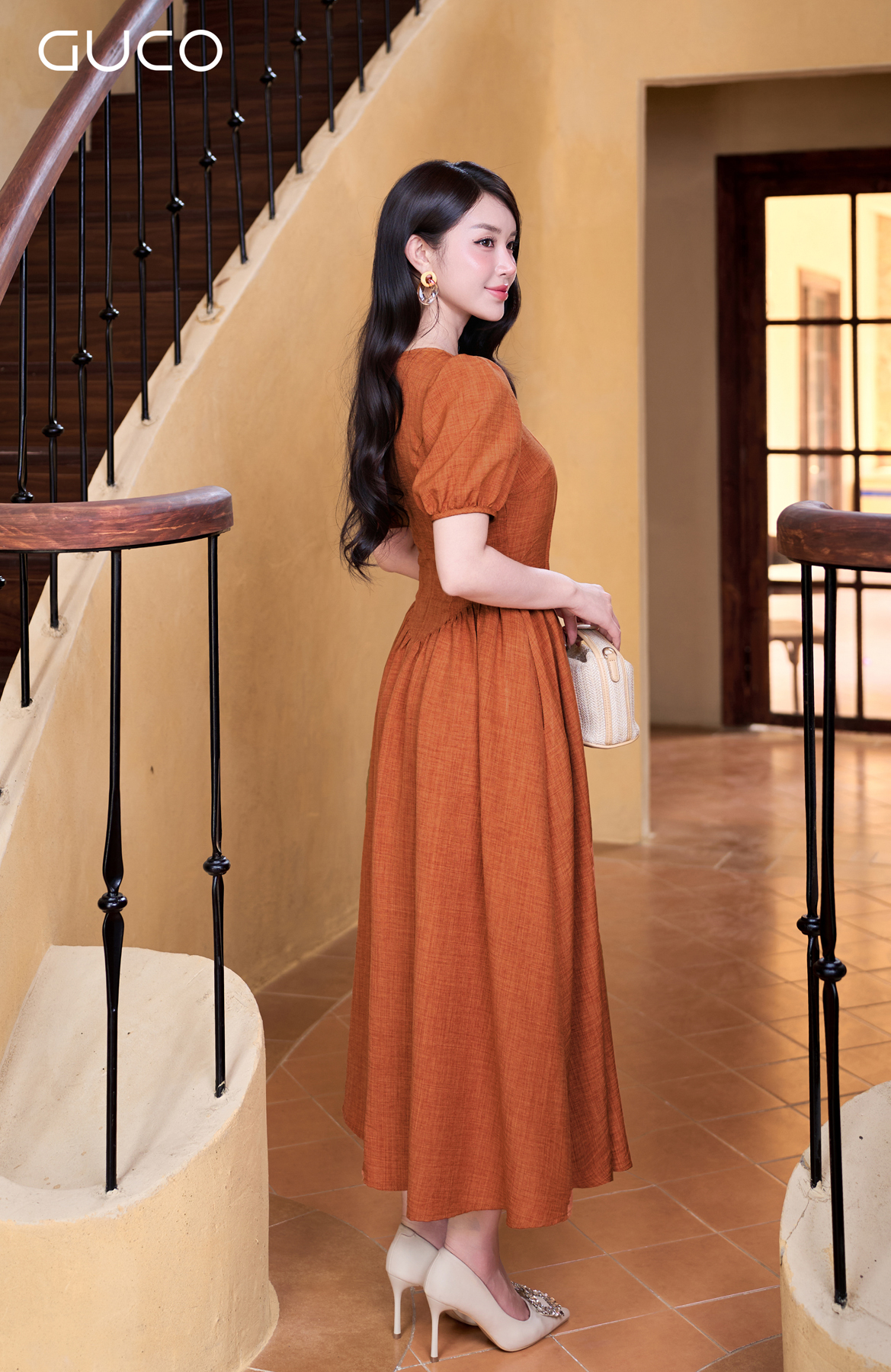 GUCO Đầm Maxi Cam Vintage_thumbnail_1