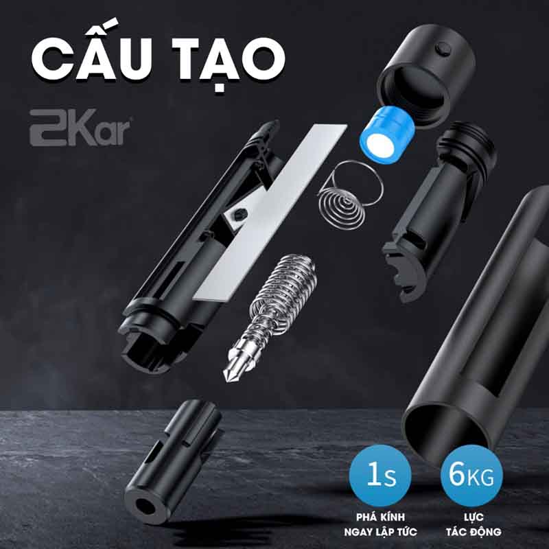 Búa Thoát Hiểm Ô Tô 4in1 2Kar – Phá Kính Nhanh, Cắt Dây An Toàn, Đèn LED & Bảng Số Điện Thoại Tiện Lợi_thumbnail_6