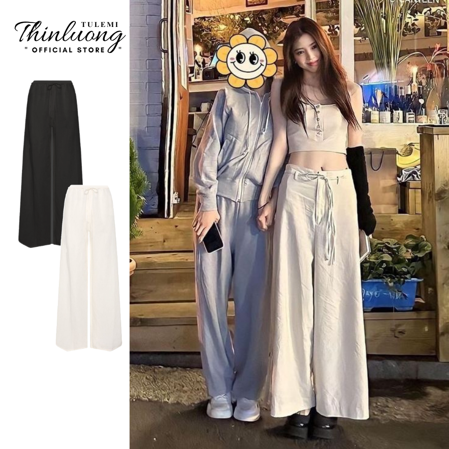 Quần linen ống suông rộng cạp ngang rốn sohee