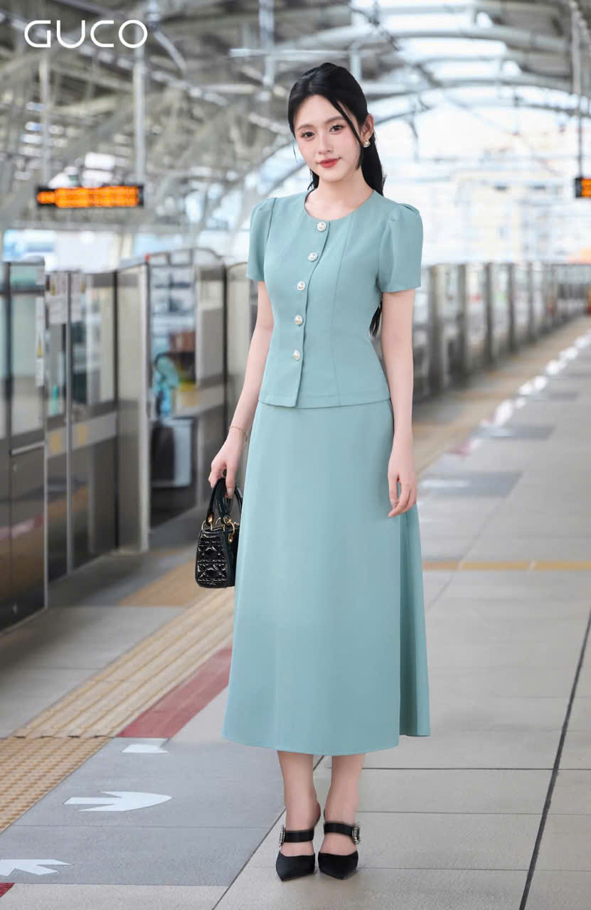 CHÂN VÁY A XÒE CÔNG SỞ - XANH
