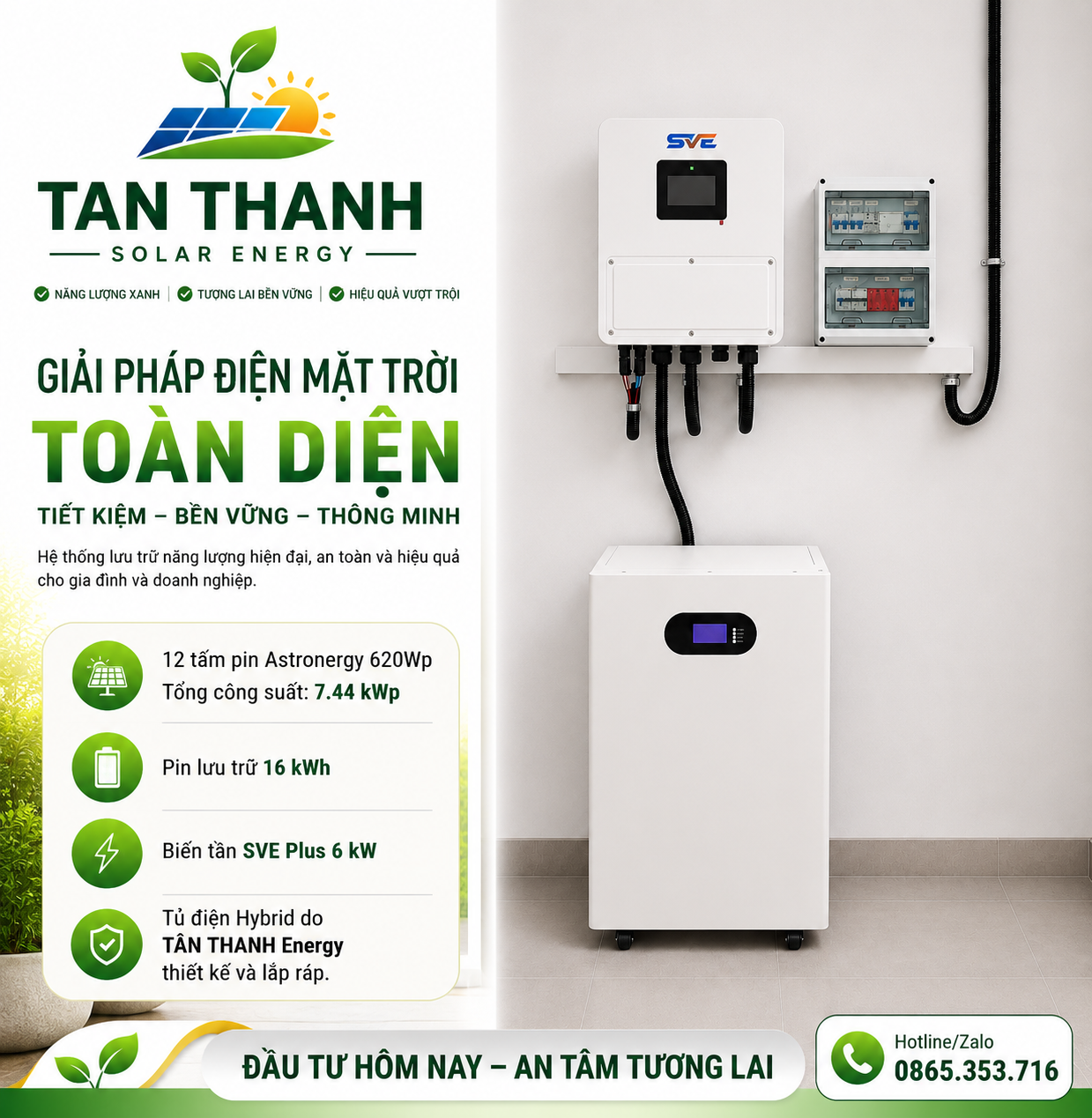 Nhà Mr Quang – Hệ Thống Điện Mặt Trời Hybrid 7.44 kWp Tại Dĩ An, Bình Dương | TÂN THANH Energy