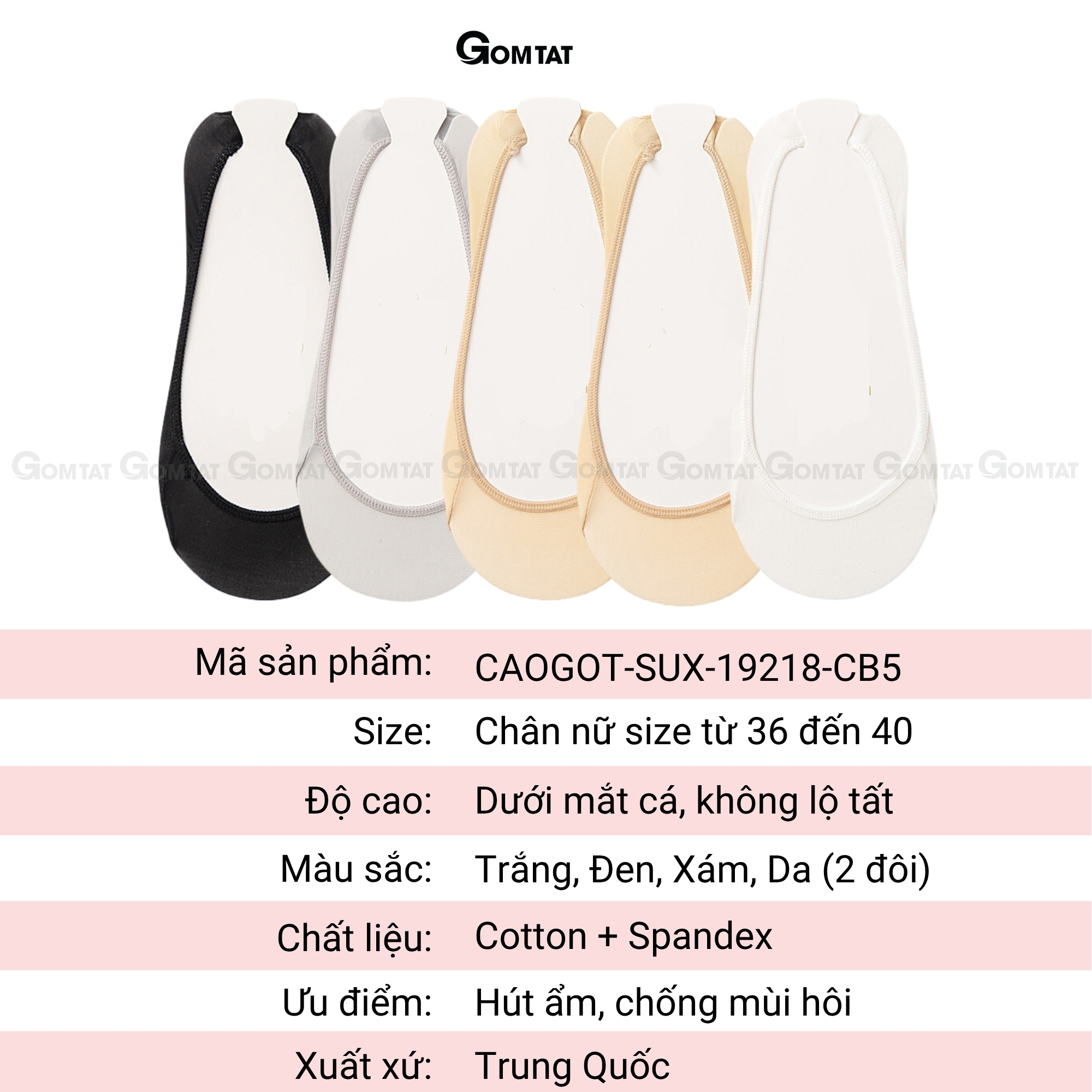 Combo 10 đôi tất nữ lười đi giày cao gót GOMTAT, có đệm silicon chống tuột gót - CAOGOT-SUX-19218_thumbnail_8