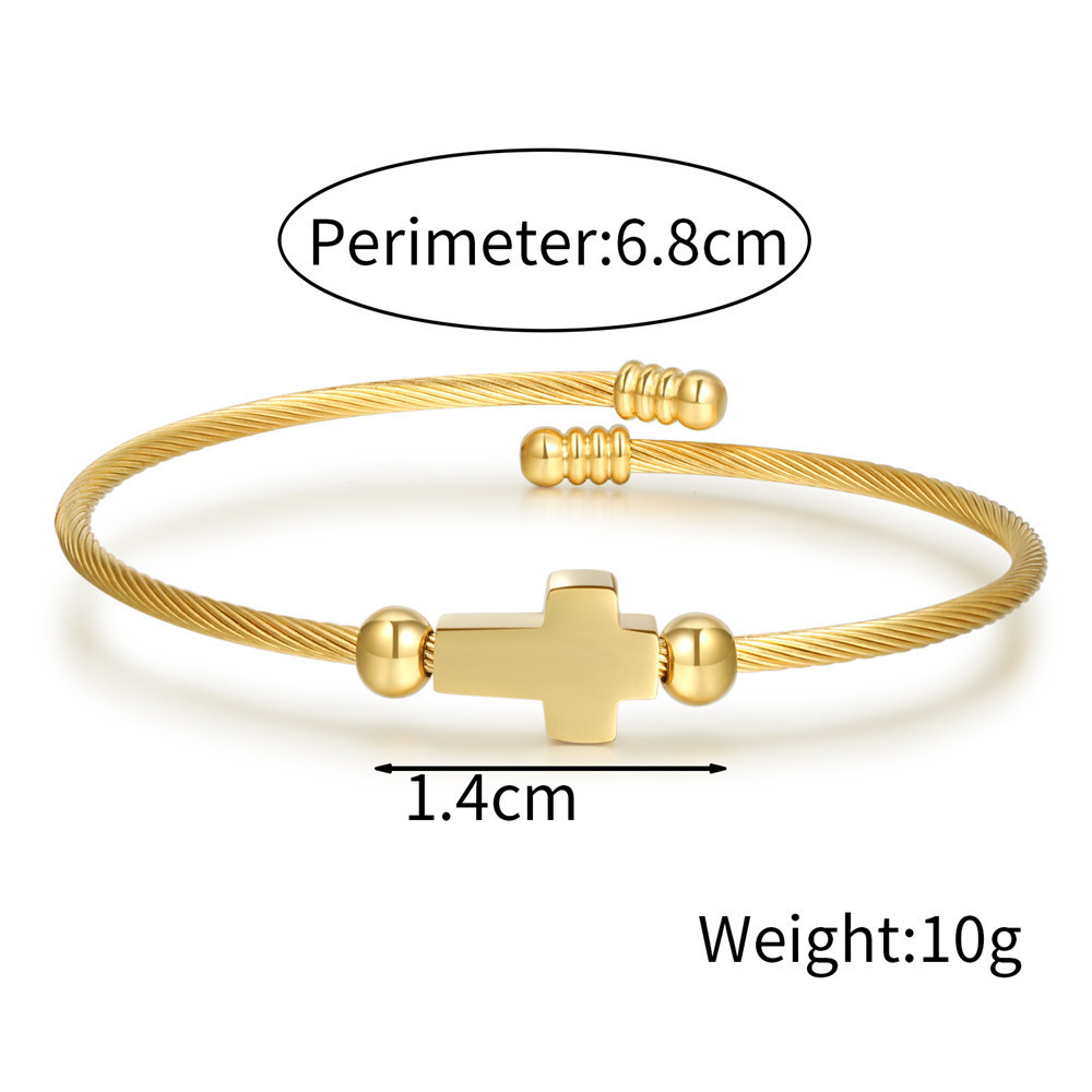 Vòng Tay Thép Titan Thánh Giá Nam Nữ Điều Chỉnh Size - Lắc Tay Công Giáo 3 Màu Đen Bạc Vàng VDT39_thumbnail_3