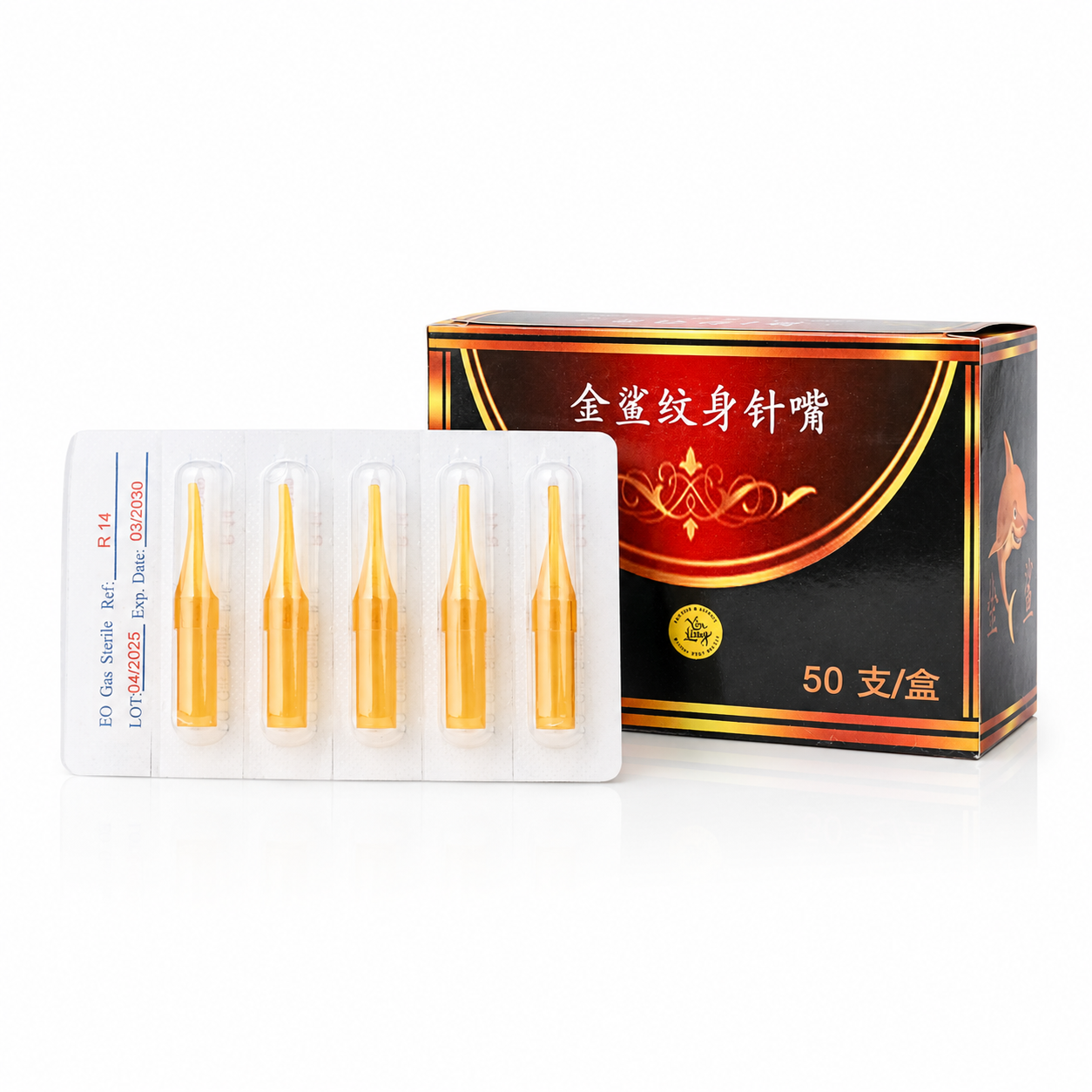 Ngòi nhựa vàng Cá Mập - hở vát (Hộp 50 cái)