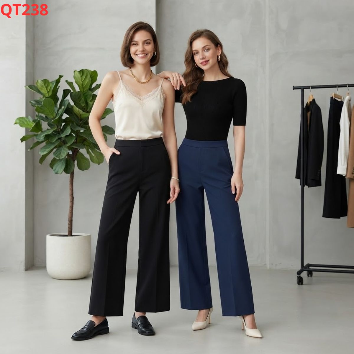 QT238- Quần tây ống suông