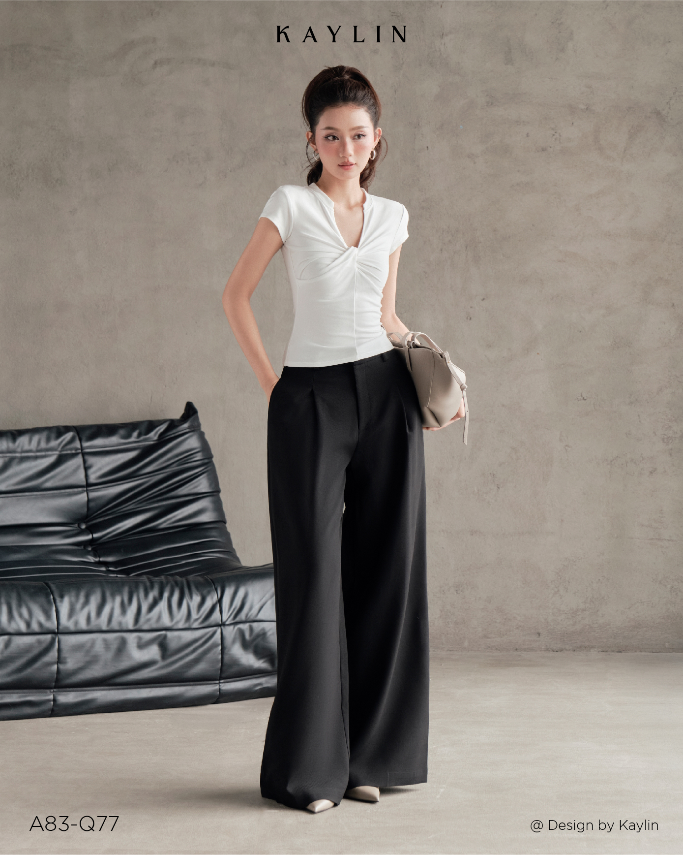 Áo Thun Xoắn Ngực KAYLIN Twist Front Top
