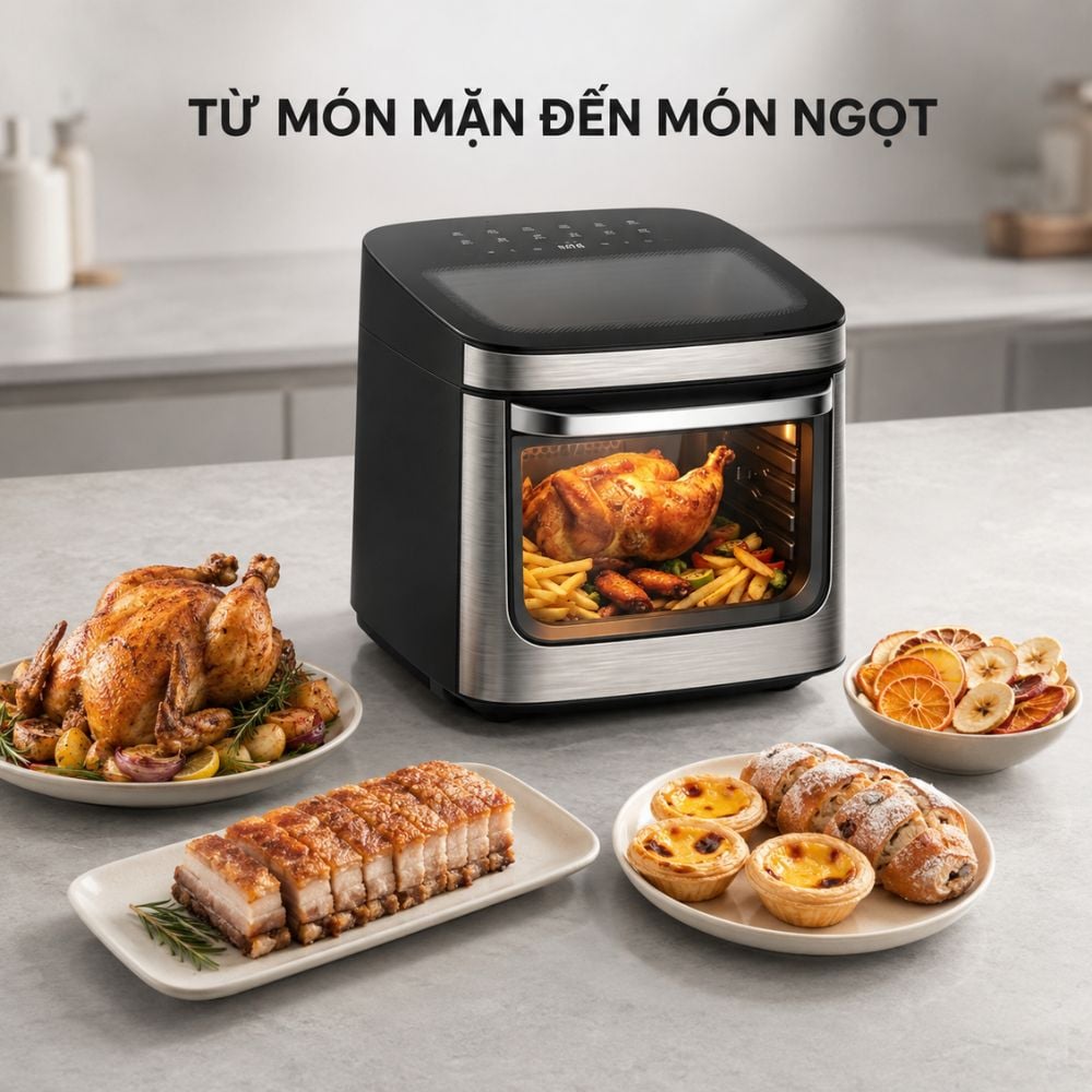 Nồi chiên không dầu Mishio MK474 12L - Cảm ứng, cửa kính quan sát_thumbnail_2