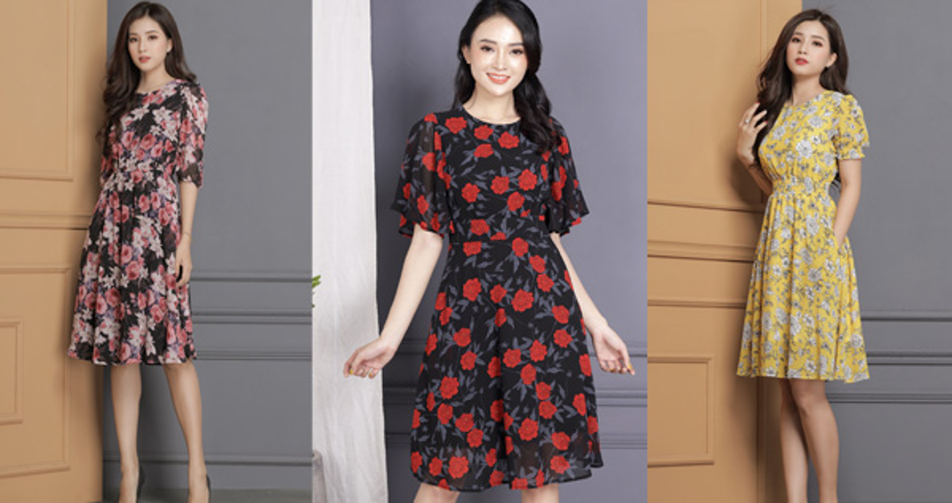 Các kiểu đầm váy xòe in hoa cực đẹp chỉ có tại GUCO