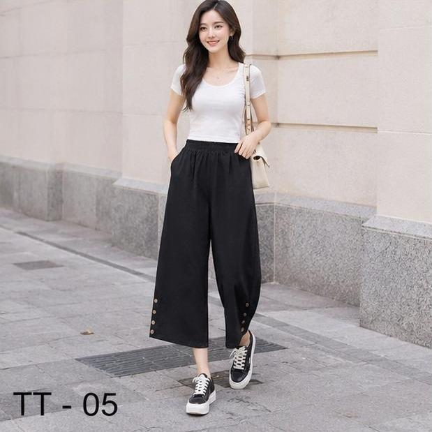 Quần dài lenin ống rộng mã lẻ 382  lưng thun Thiết Kế Thời Trang Free size 45-85kg Phong Cách Hiện Đại Thoải Mái_thumbnail_2