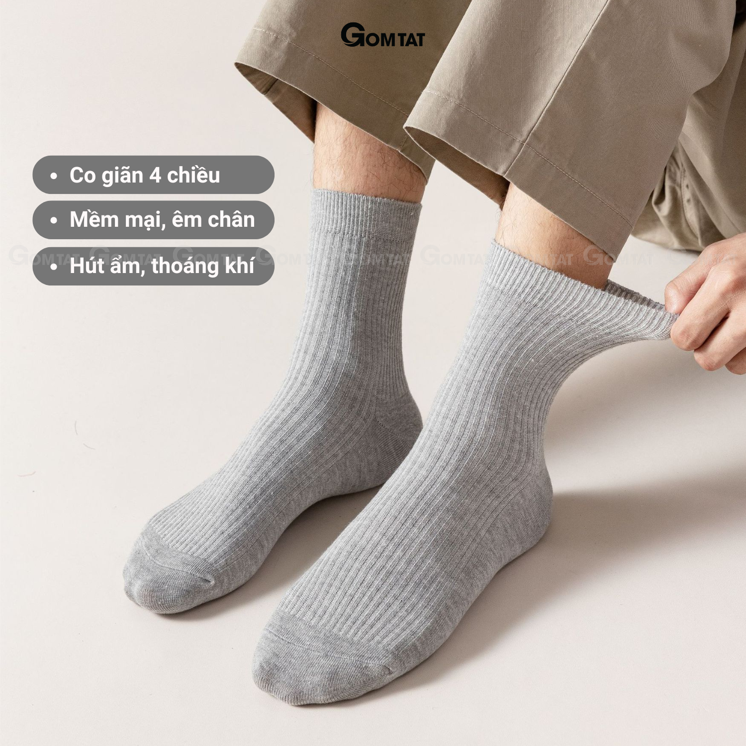Combo tất vớ cổ cao nam nữ GOMTAT trơn gân tâm, chất liệu cotton cao cấp, khử mùi - MIA-2001_thumbnail_4