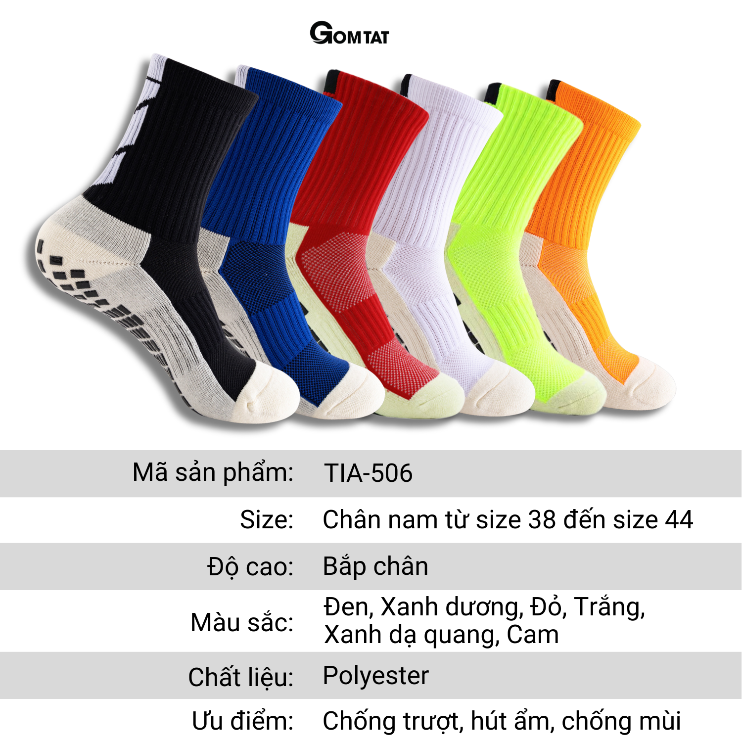 Combo tất thể thao nam đá bóng GOMTAT, chất liệu cotton, silicon chống trượt - TIA-DB-506_thumbnail_9