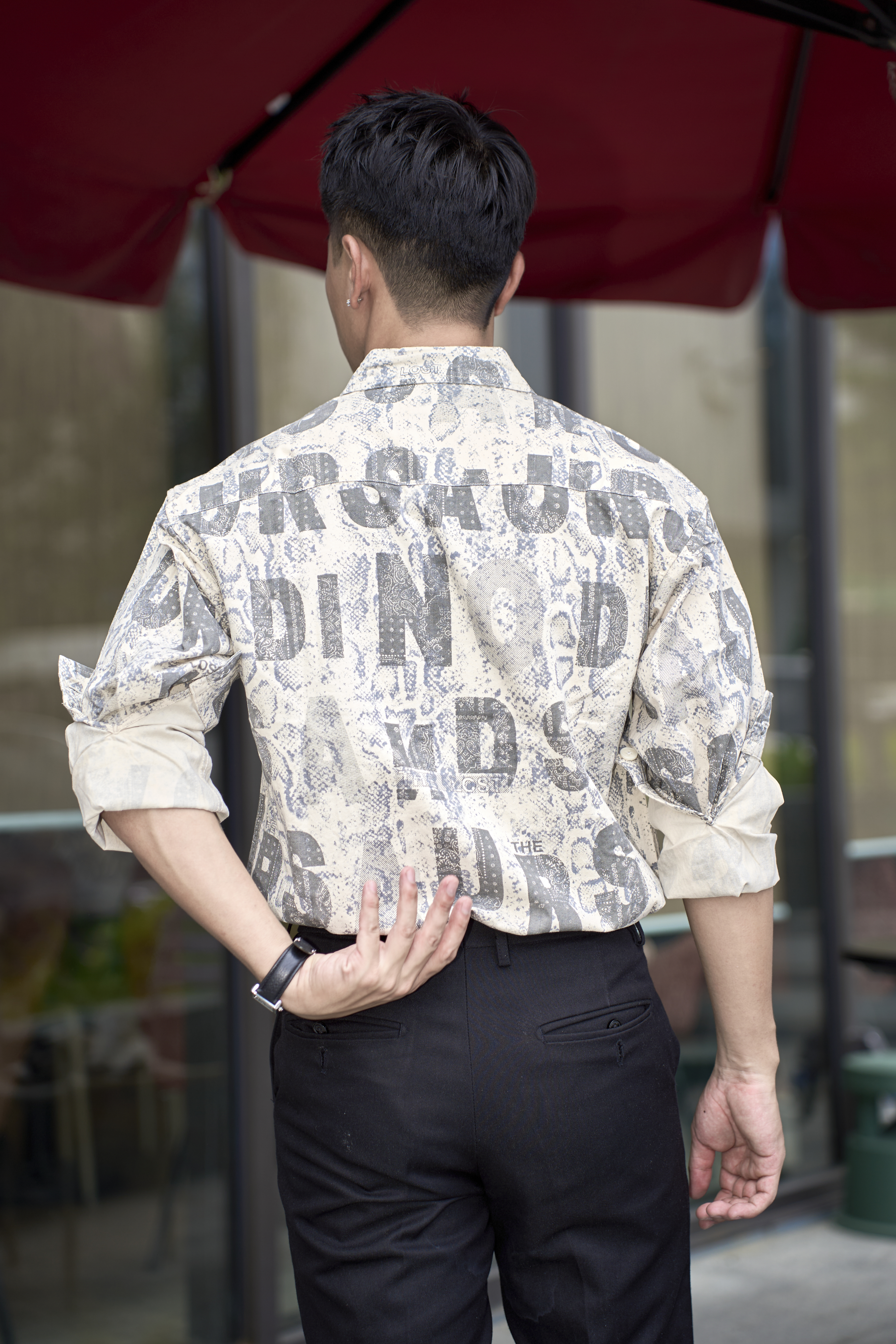 SA119 - Áo sơ mi nam dài tay in chữ phong cách Nhật Bản, chất cotton mềm mại, form rộng thoải mái