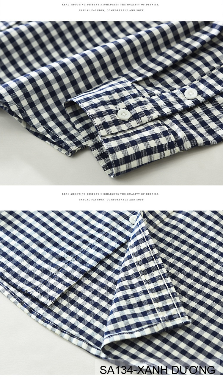 SA134 - Áo Sơ Mi Nam Tay Dài Họa Tiết Caro Phong Cách Retro Chất Cotton 100%_thumbnail_10