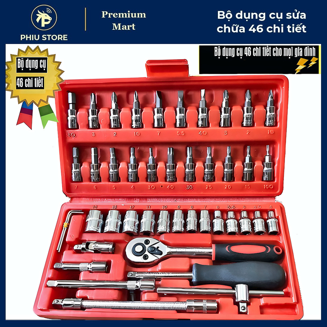 Bộ Tuýp Sửa Xe Máy - Bộ Dụng Cụ Sửa Chữa 46 Chi Tiết, Bộ Tuýp Sửa Xe Ô Tô - PHIU STORE