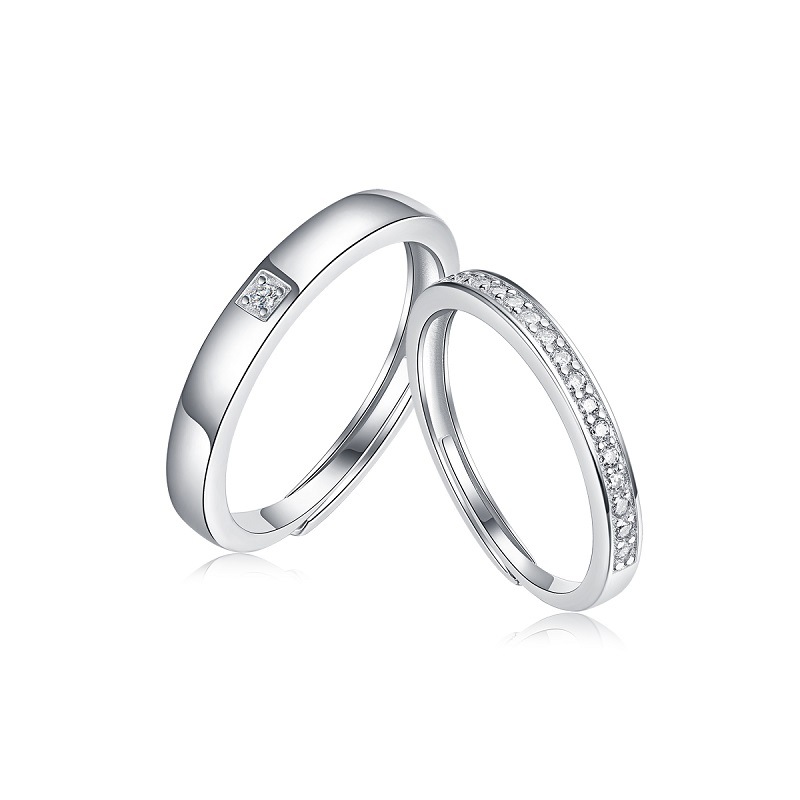 Nhẫn Đôi Song Hành Đính Kim Cương Moissanite Bạc S925 NHC022 Nhẫn Nam