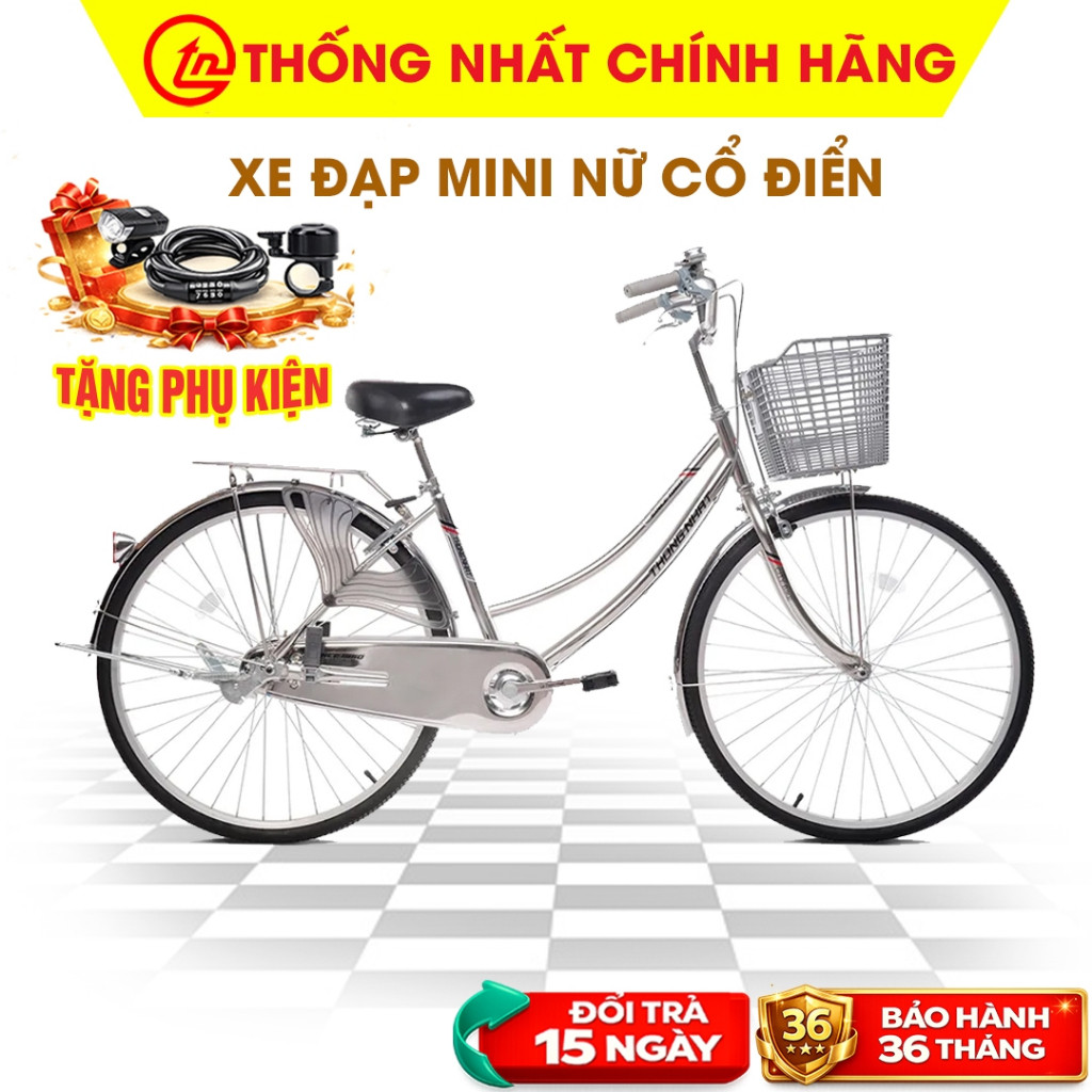 Xe Đạp Mini Thống Nhất 219 Nữ Nhẹ Nhàng Dành Cho Người Lớn, Học Sinh Cấp 3 [TẶNG PHỤ KIỆN]