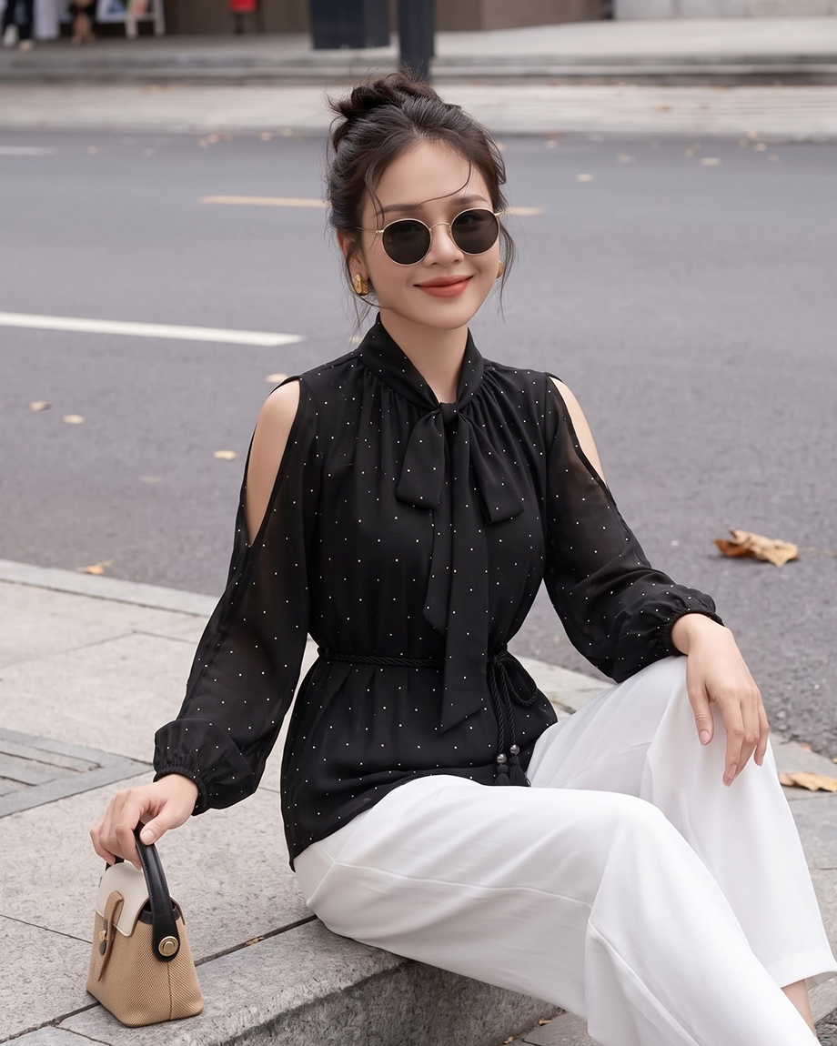 Áo sơ mi chấm bi 26125