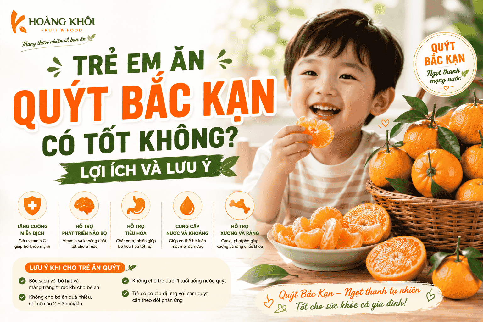 Trẻ em ăn quýt Bắc Kạn có tốt không? Lợi ích và lưu ý