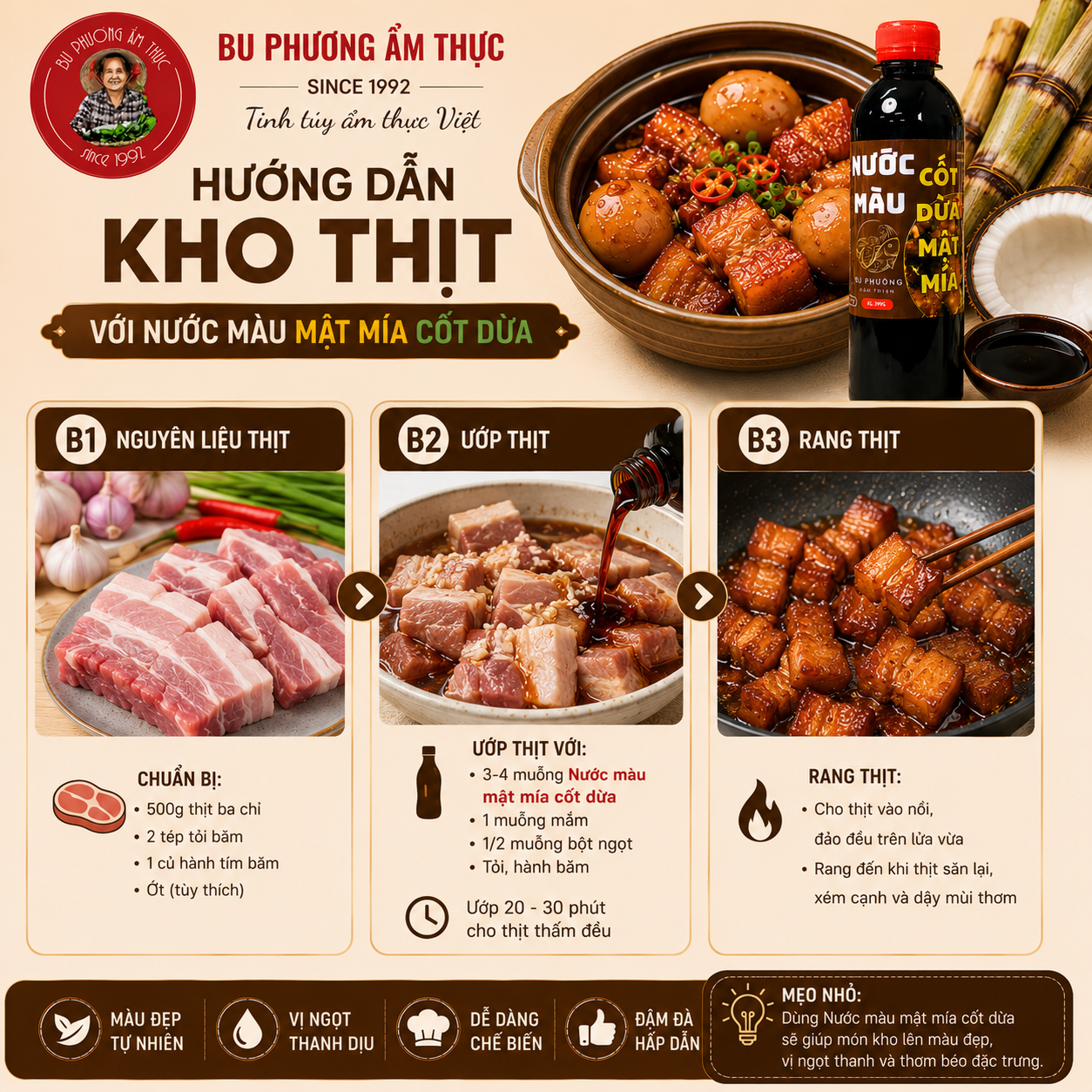 Combo 2 Chai Nước Màu Cốt Dừa Mật Mía Bu Phương 399G – Nước Hàng Kho Cá, Thịt, Gà Màu Đẹp - BP21-2_thumbnail_1