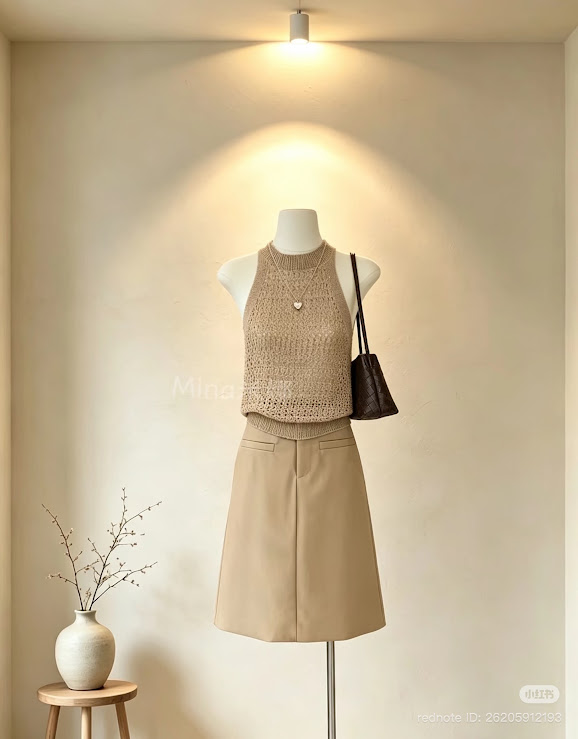 Lucas - Set áo zile yếm len + chân váy kaki thô dáng lửng bổ túi ngang trước_thumbnail_4