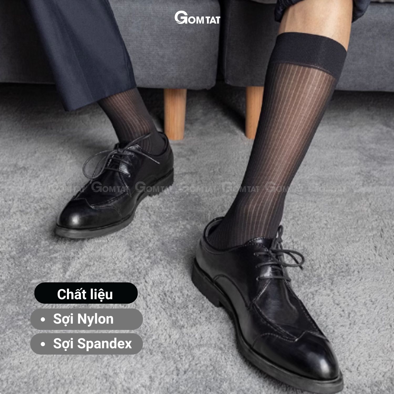 Hộp 5 đôi vớ công sở nam GOMTAT chất nylon cao cấp, họa tiết sọc gân xuyên thấu GEN-A094_thumbnail_4