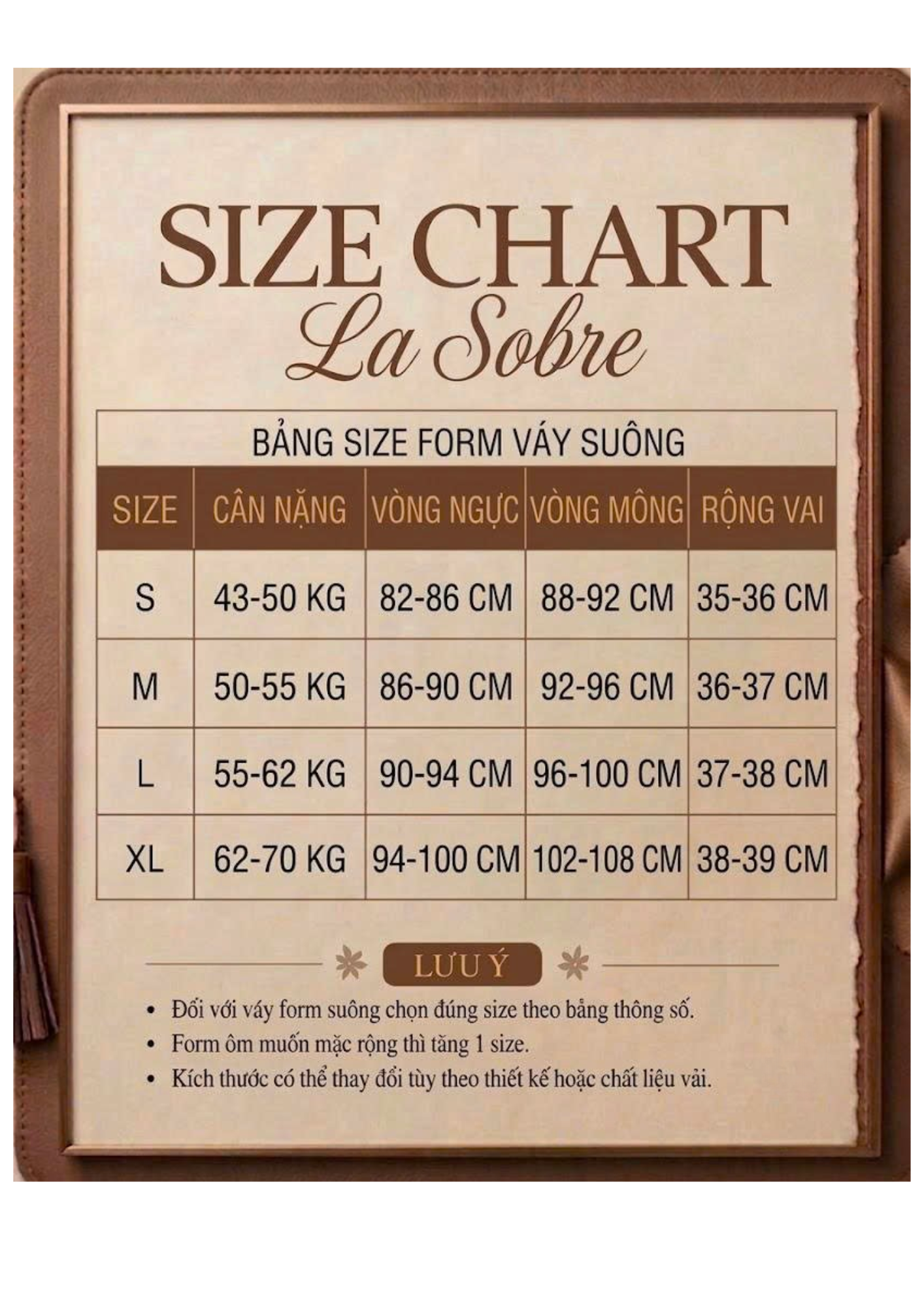 bảng size