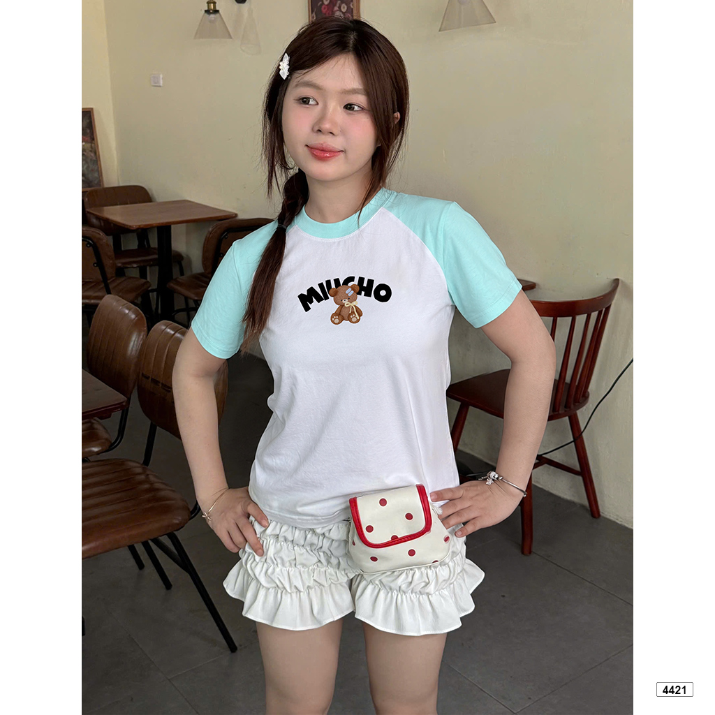 Áo babytee form ôm phối tay mix màu gấu Miucho 4421_thumbnail_3