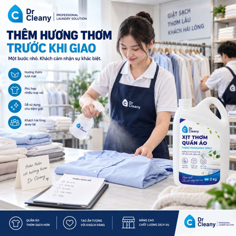 Nước xịt thơm quần áo Dr Cleany 2kg cho tiệm giặt_thumbnail_8