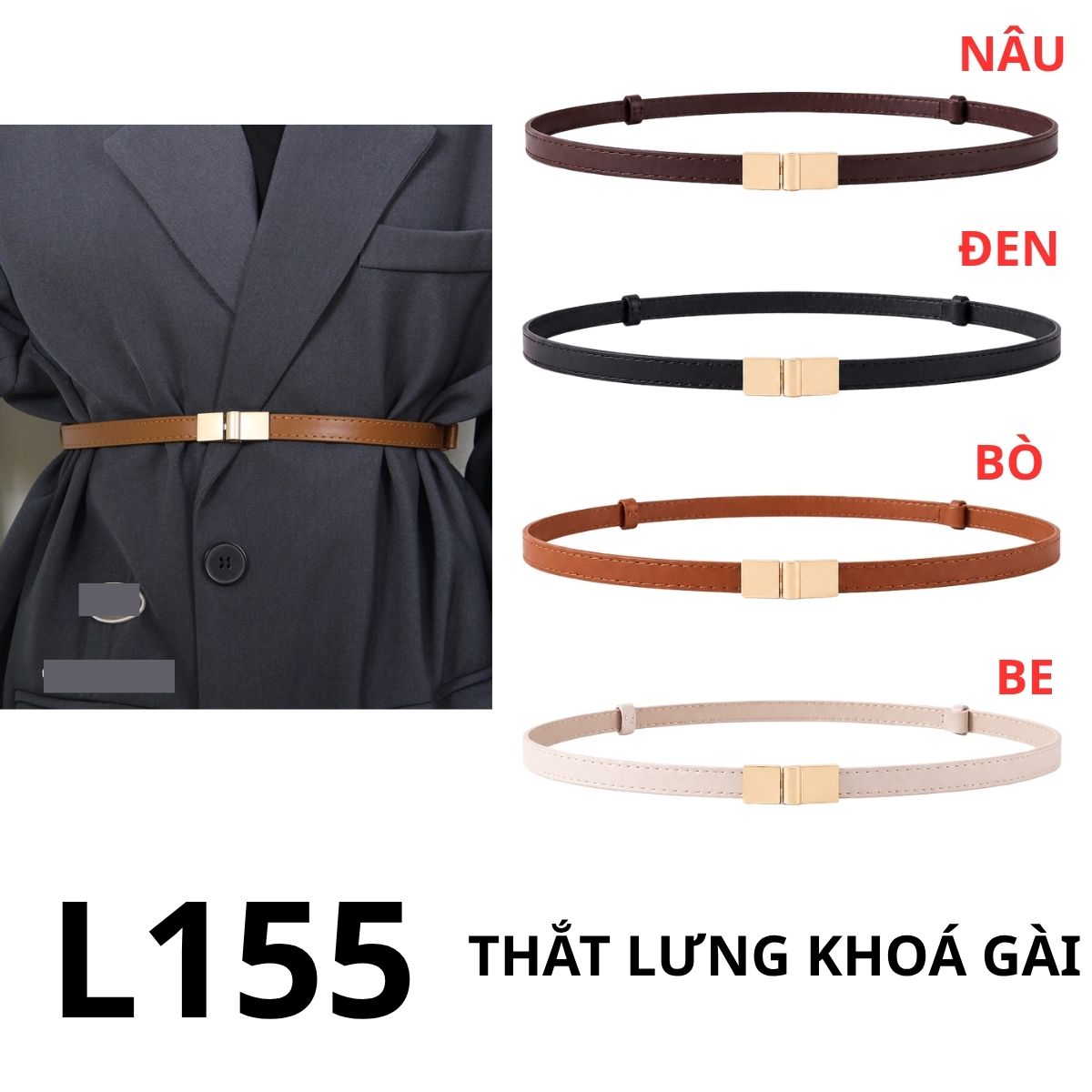 L155 THẮT LƯNG KHOÁ GÀI