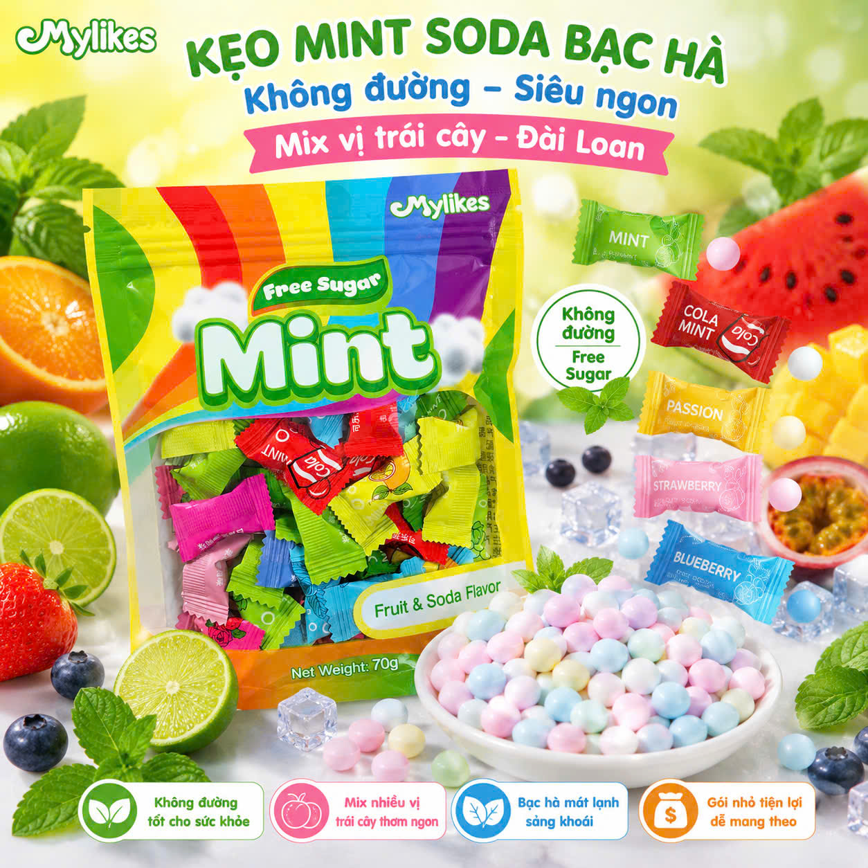 SET 2 GÓI KẸO MINT FREE SUGAR