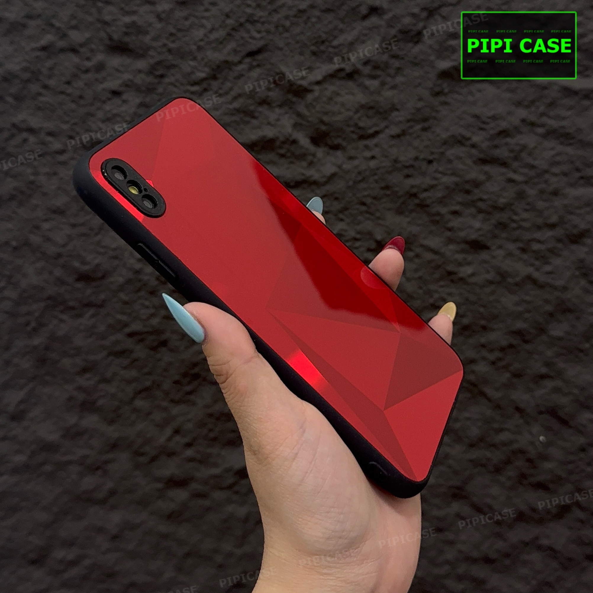 Ốp Lưng iPhone X / XS - Kim Cương 6D - Đỏ_thumbnail_1