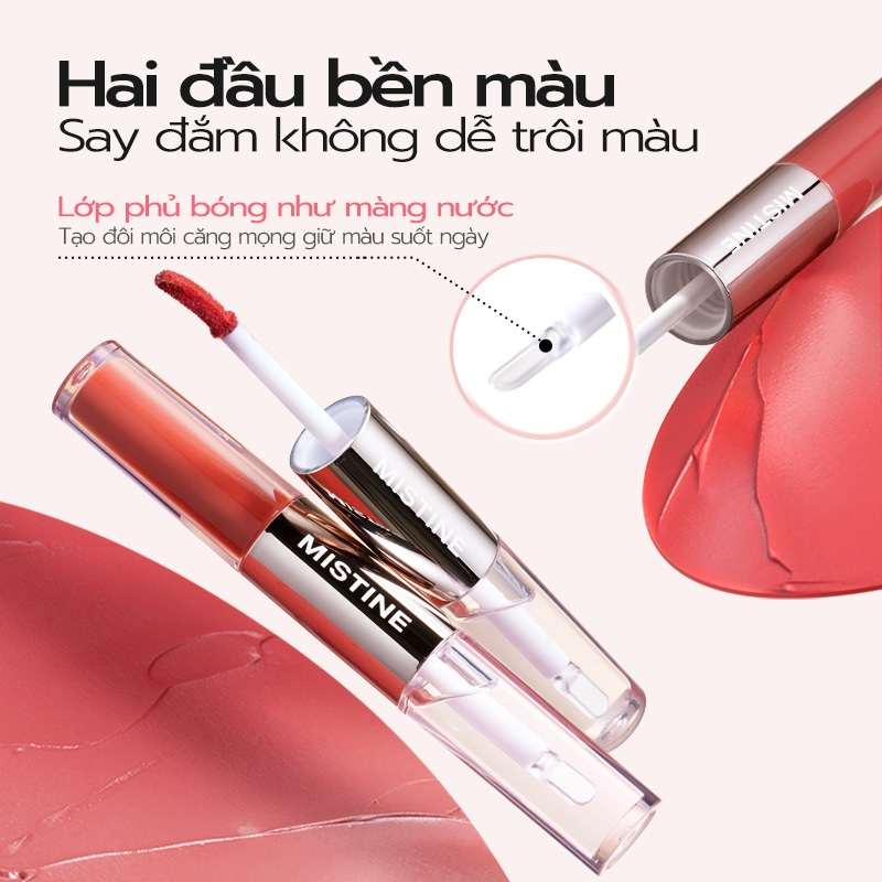 [MISTINE] Son kem 2 đầu bóng & lì Mistine Tipsy-Lock Lip Duo bản tròn