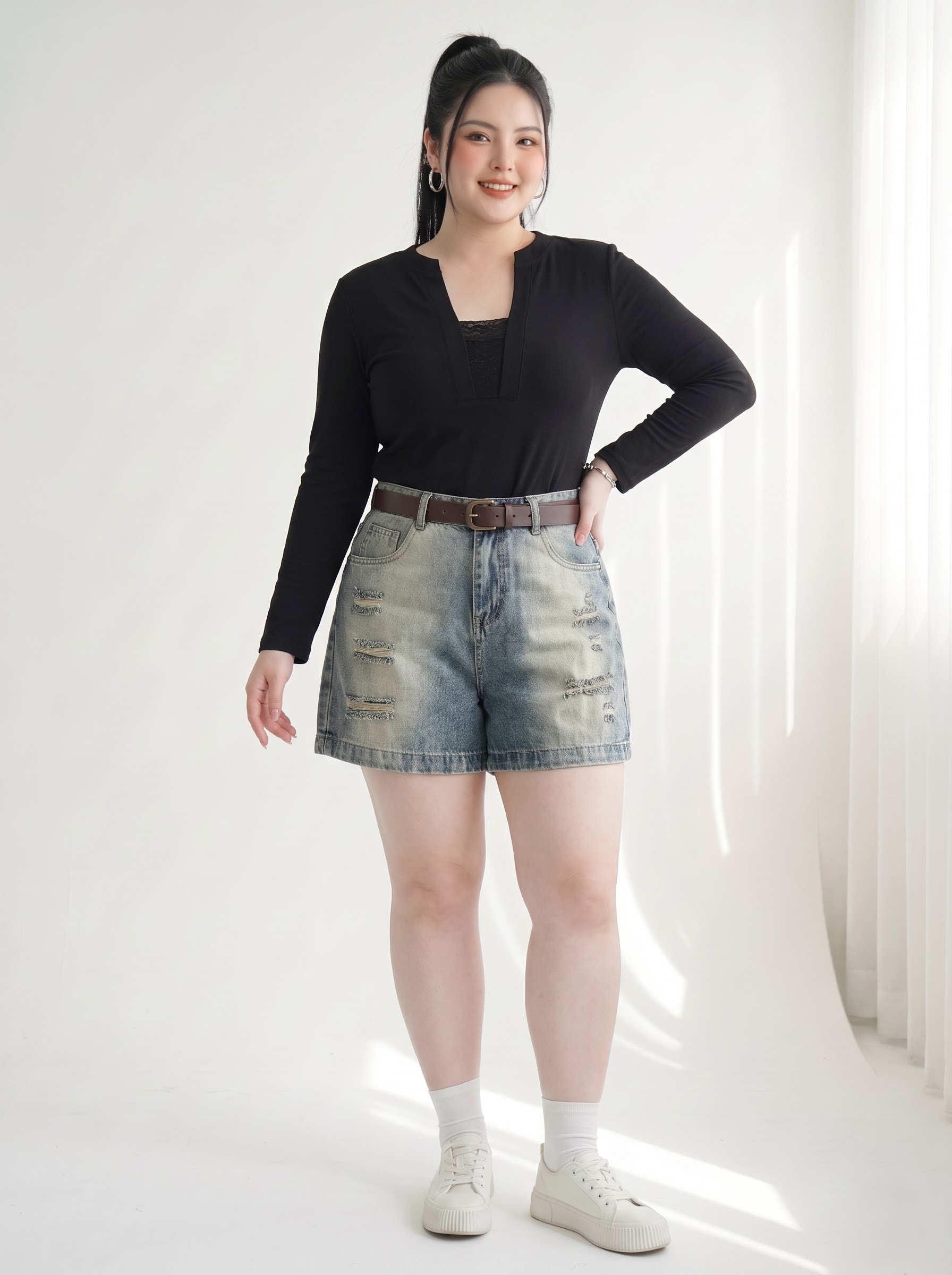 Quần Short Jean Lửng Thêu Cún Bigsize Lưng Thun Sau Ống Rộng - Xanh Đậm, Xanh Nhạt - Vừa 55–90kg - T-QSJ72