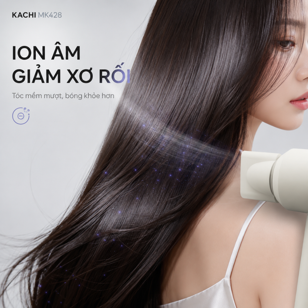 Máy Sấy Tóc Tốc Độ Cao Kachi MK428 ION (110.000 vòng/phút) - Sấy Nhanh, Chăm Sóc Tóc Ion Âm, Kiểm Soát Nhiệt NTC