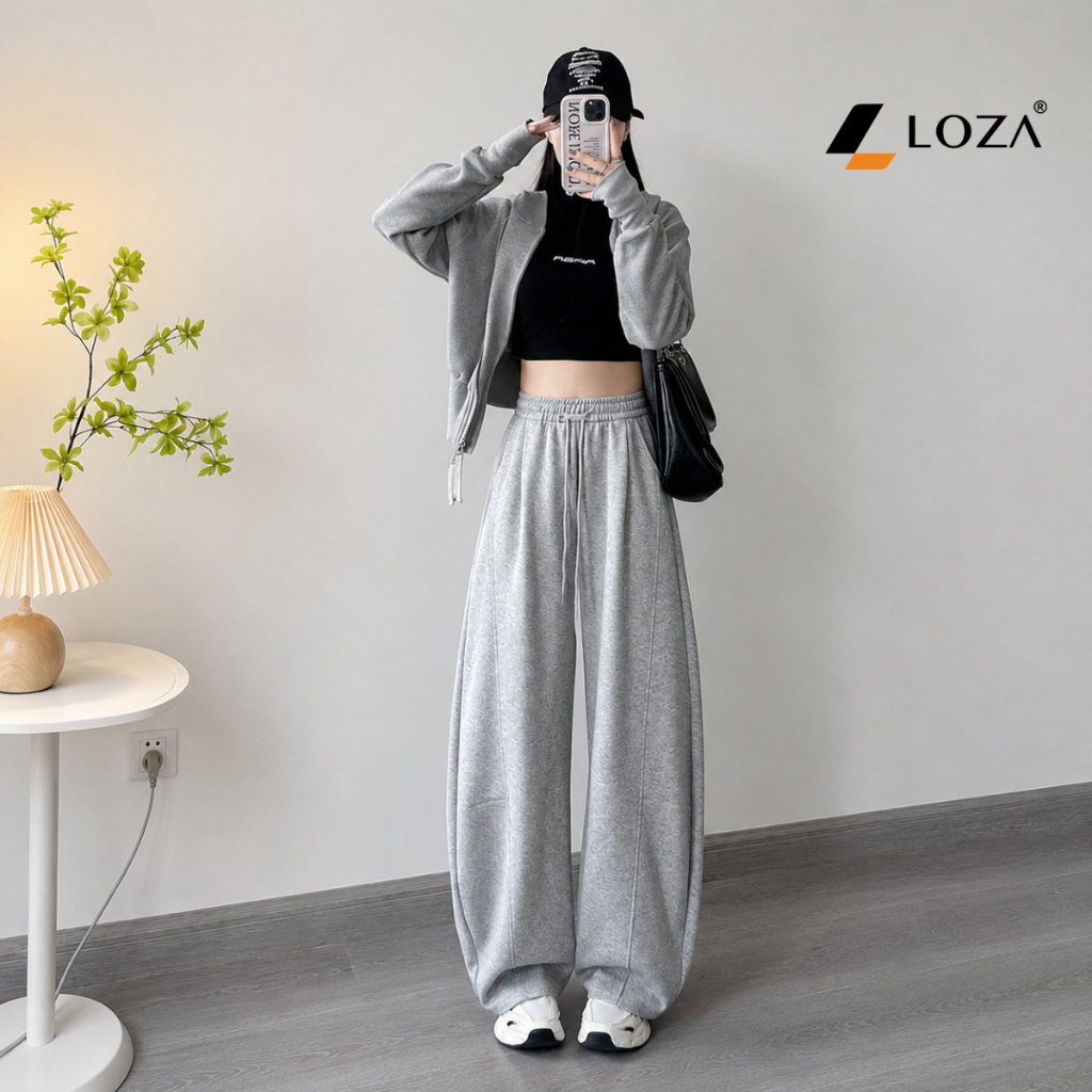 Quần dài nữ dáng suông ống cong NQ10 3 màu đen ghi đậm nhạt Loza LQ076231_thumbnail_1