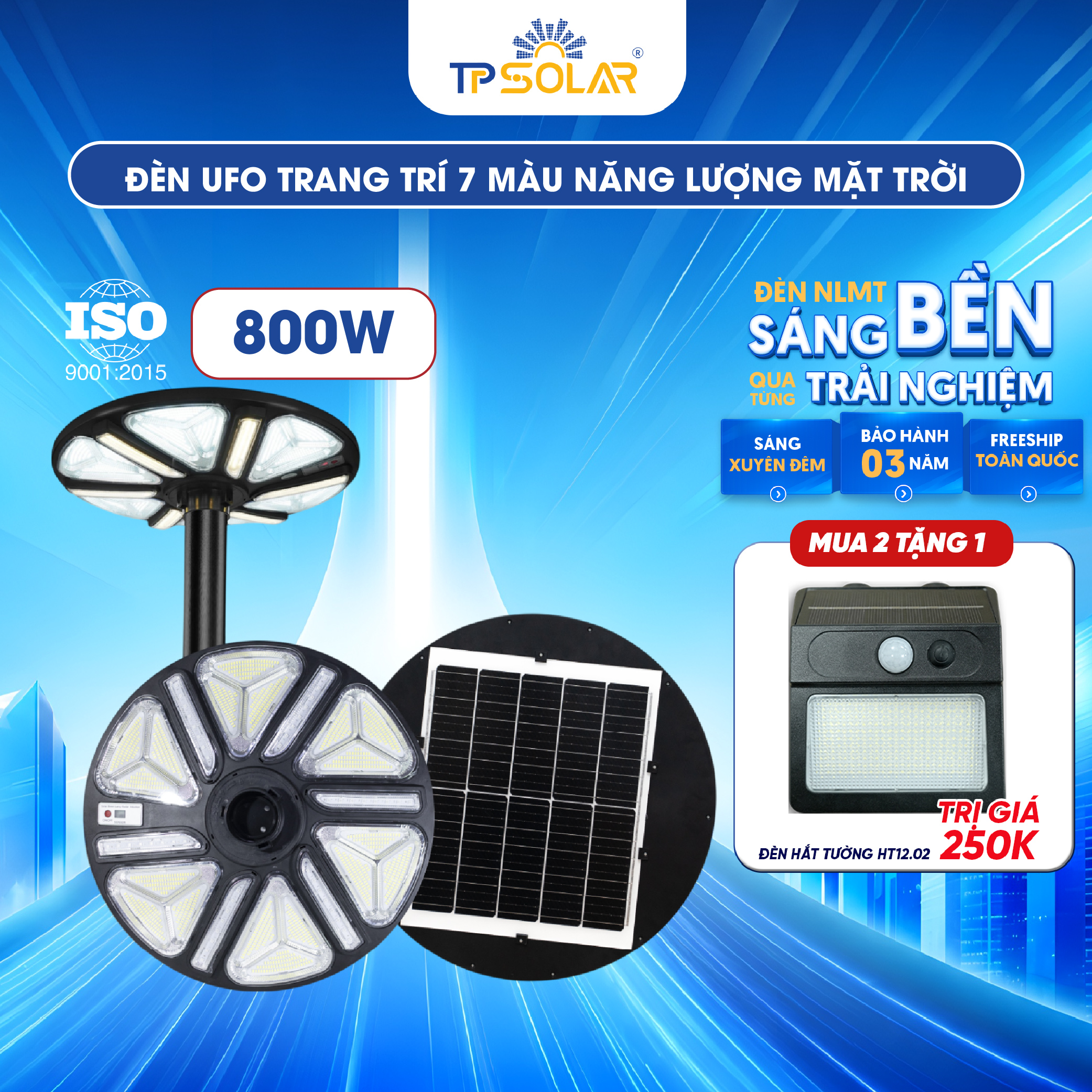 Đèn UFO 7 màu ánh sáng năng lượng mặt trời TP SOLAR UF12