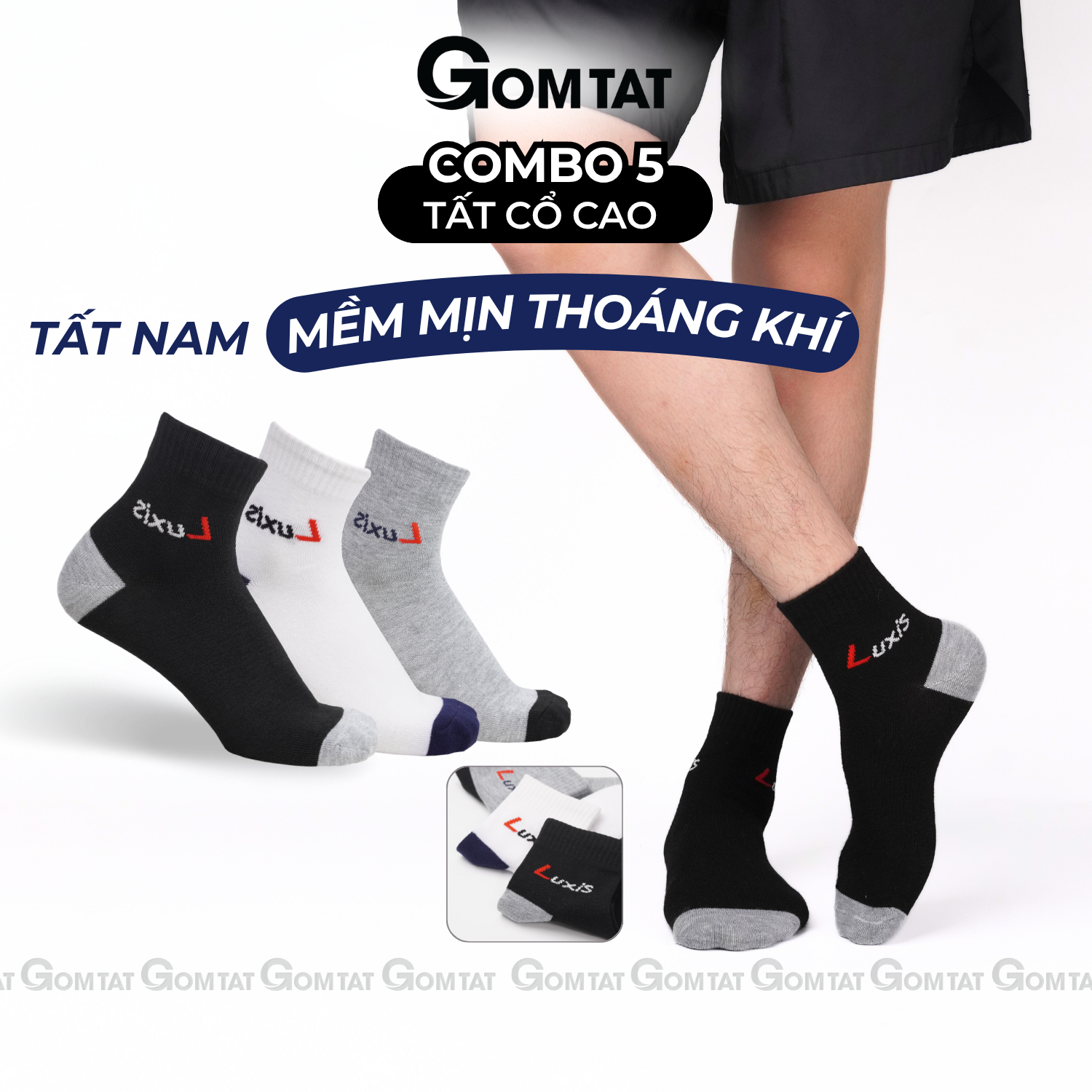 Tất cổ cao nam nữ GOMTAT cotton mềm mịn thoáng khí - LUX-S06-CB5_thumbnail_1
