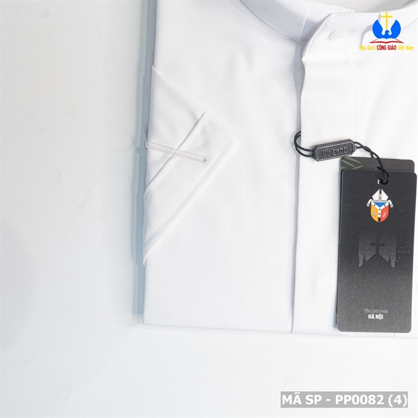 Áo sơ mi cổ côn ngắn tay XL màu trắng X 5C_thumbnail_2