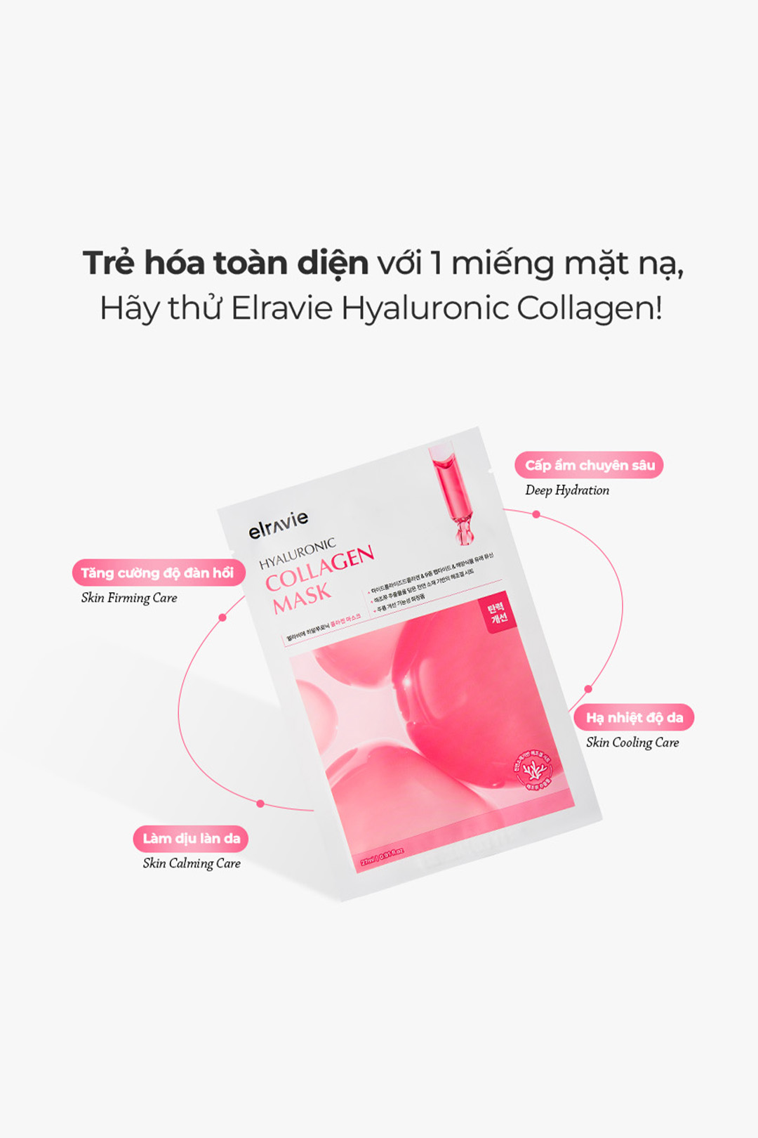 Mặt nạ chống lão hóa, tăng đàn hồi, giúp da săn chắc Elravie Hyaluronic Collagen Mask_thumbnail_2