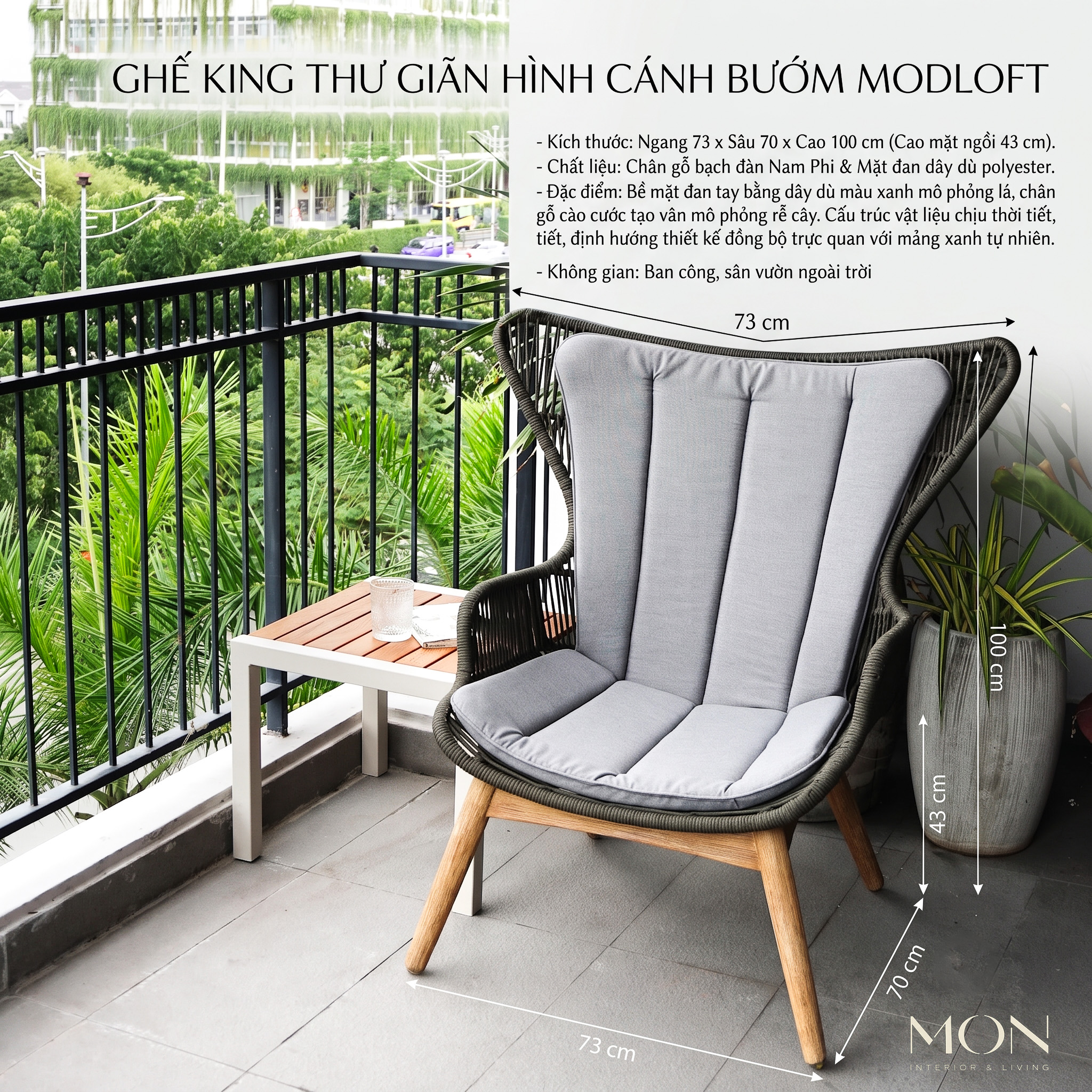 GHẾ KING THƯ GIÃN HÌNH CÁNH BƯỚM MODLOFT_thumbnail_7