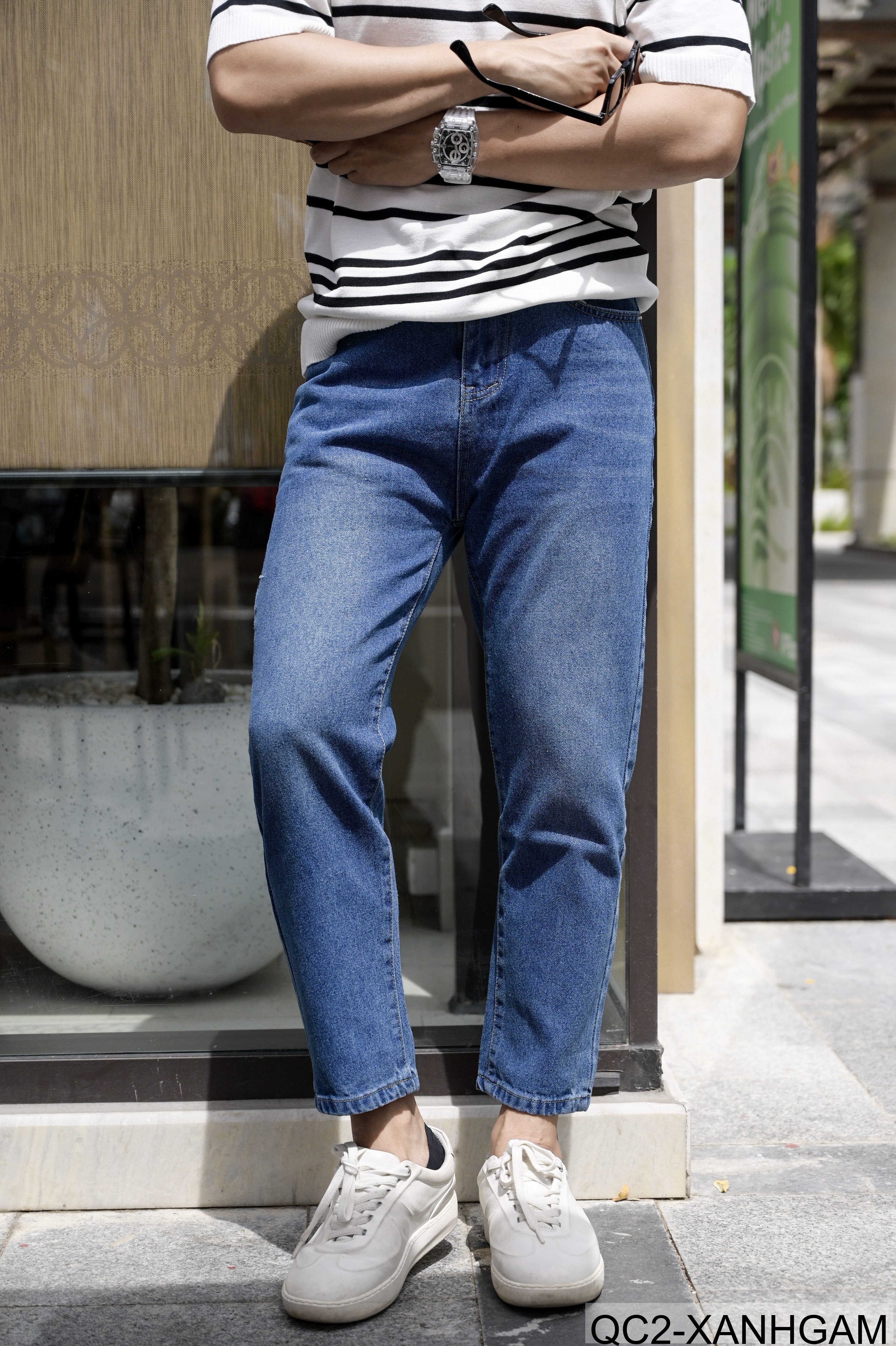 QC2 - Quần Jeans Nam Ống Đứng Chín Tấc Phong Cách Hàn Quốc