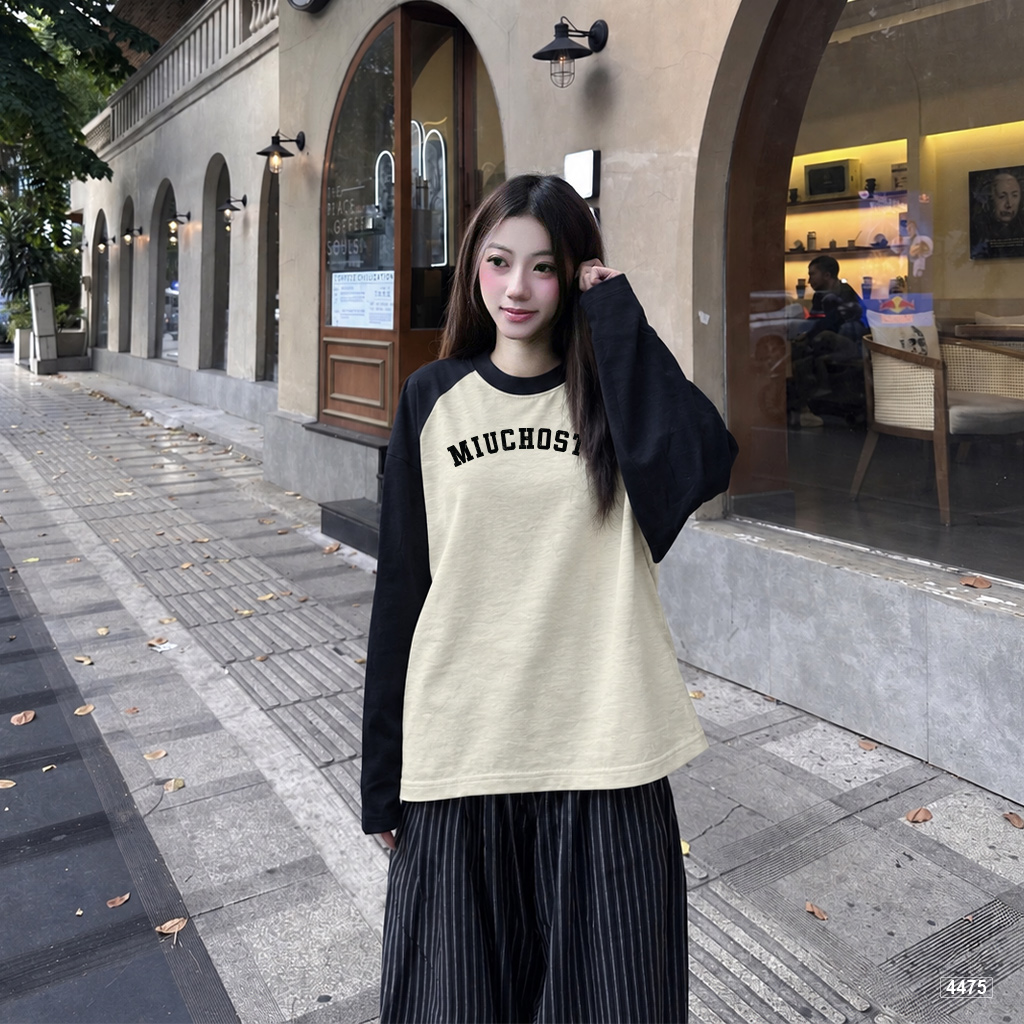 Áo tay dài boxy Miucho raglan cổ tròn Hàn Quốc 4475_thumbnail_4